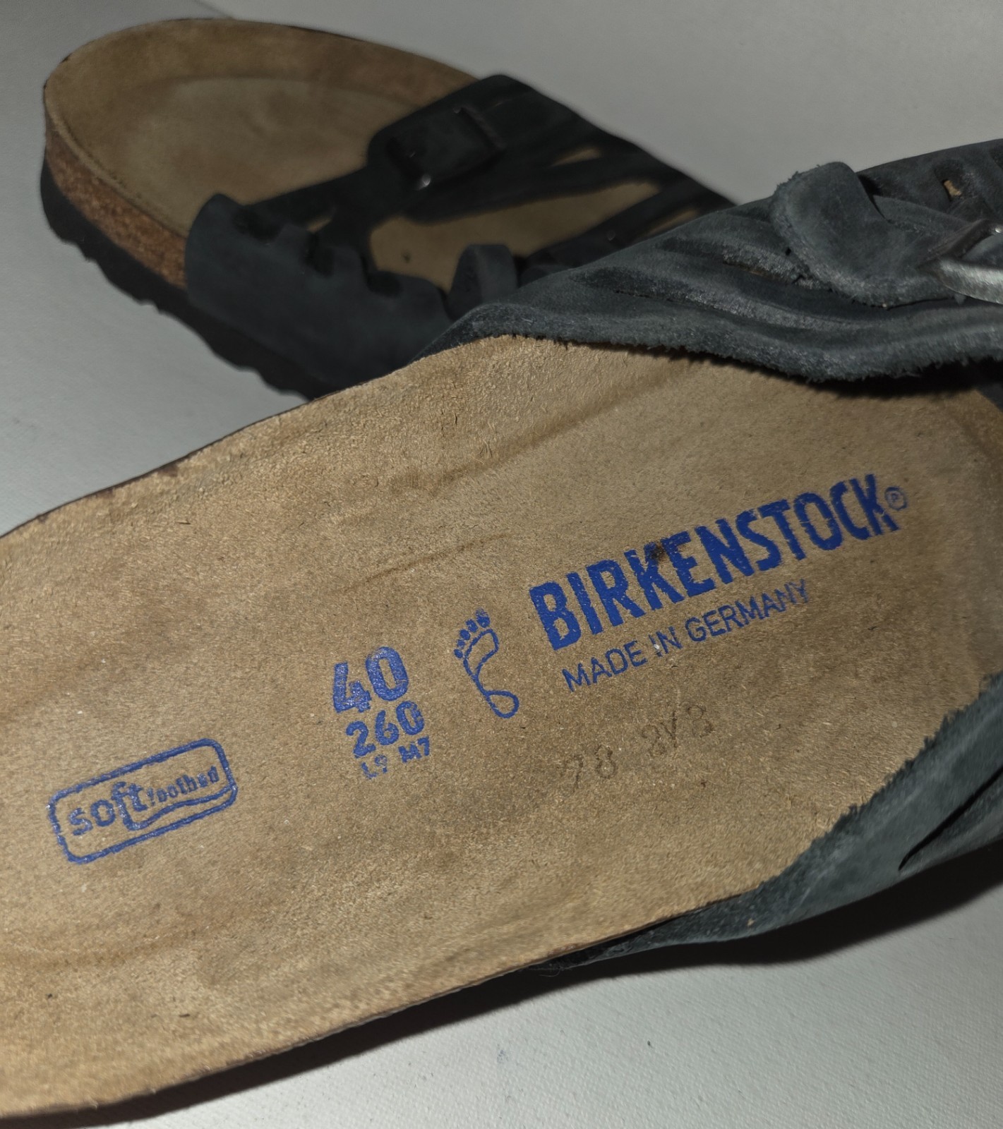 Birkenstock Granada Sandals GRAY Nubuck Leather Soft Footbed NEW Size 40 US 9