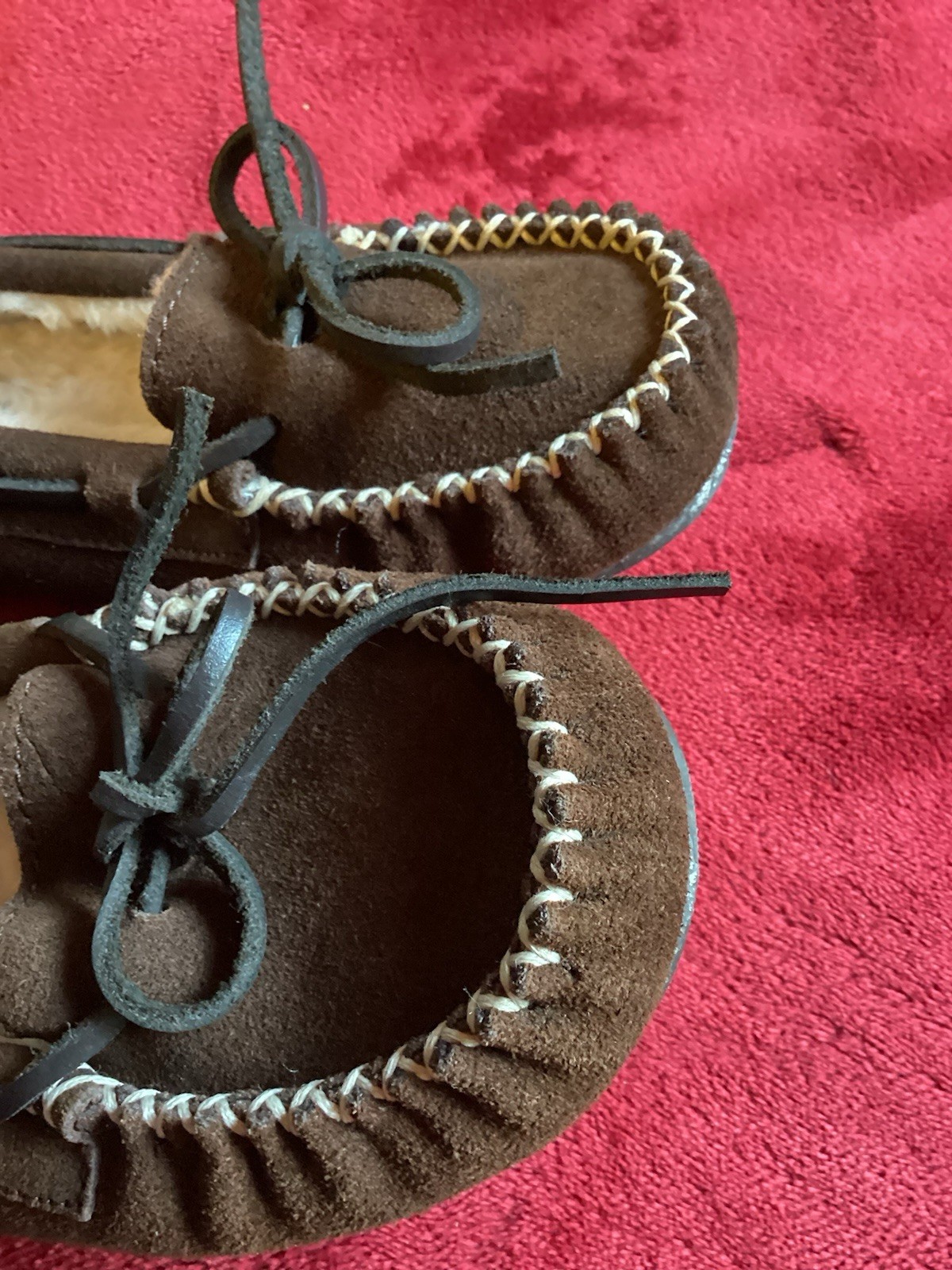 Women’s Sz 7 Fox Ridge Mocassins Slippers Suede Fleece Clean