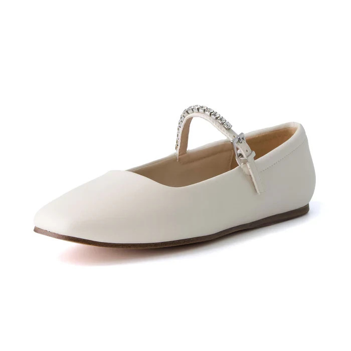 CUSHIONAIRE Women’s Sleeper Mary Jane Flat Cream embellished Size 8 Brand New!