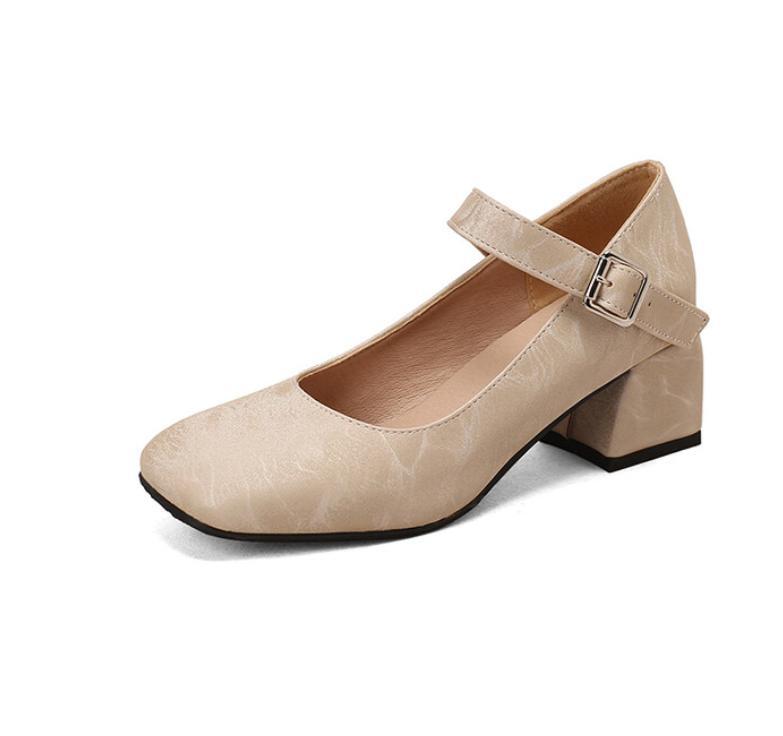 Women’s Mary Jane Mid Chunky Heel Fashion Round Toe Buckle Pumps Shoes Oversize