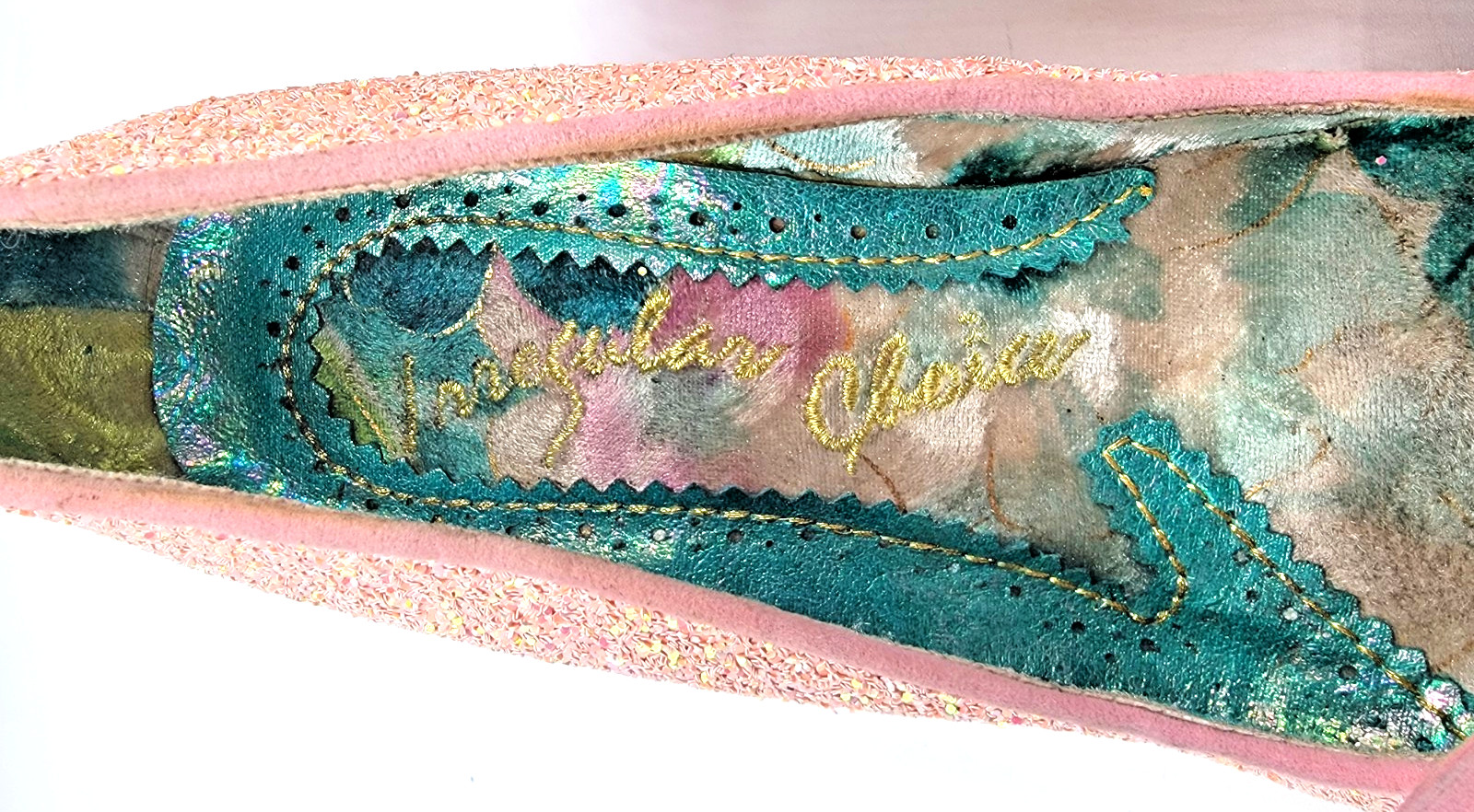 IRREGULAR CHOICE Ban Joe Women’s 39 Pink Bow Giltter Mid Heel Prom Formal Shoes