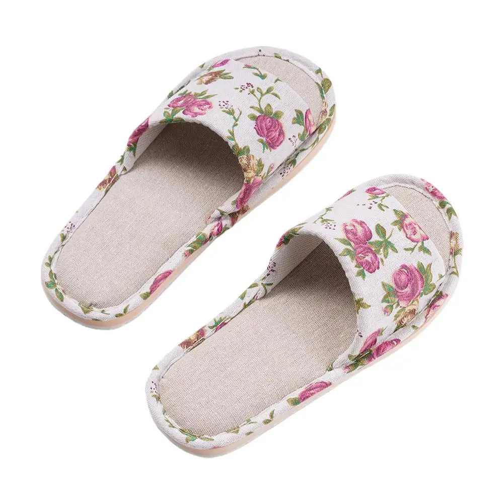 Fashion Floral Slippers Women Casual Comfortable Indoor Home Flat Shoes Anti Sli