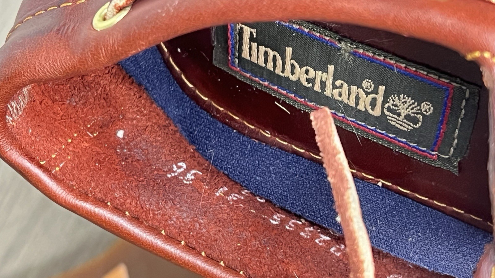 RARE Timberland Classic Boat Shoes Womens 6.5 M Dark Brown SCRIPT HEEL LOGO MINT