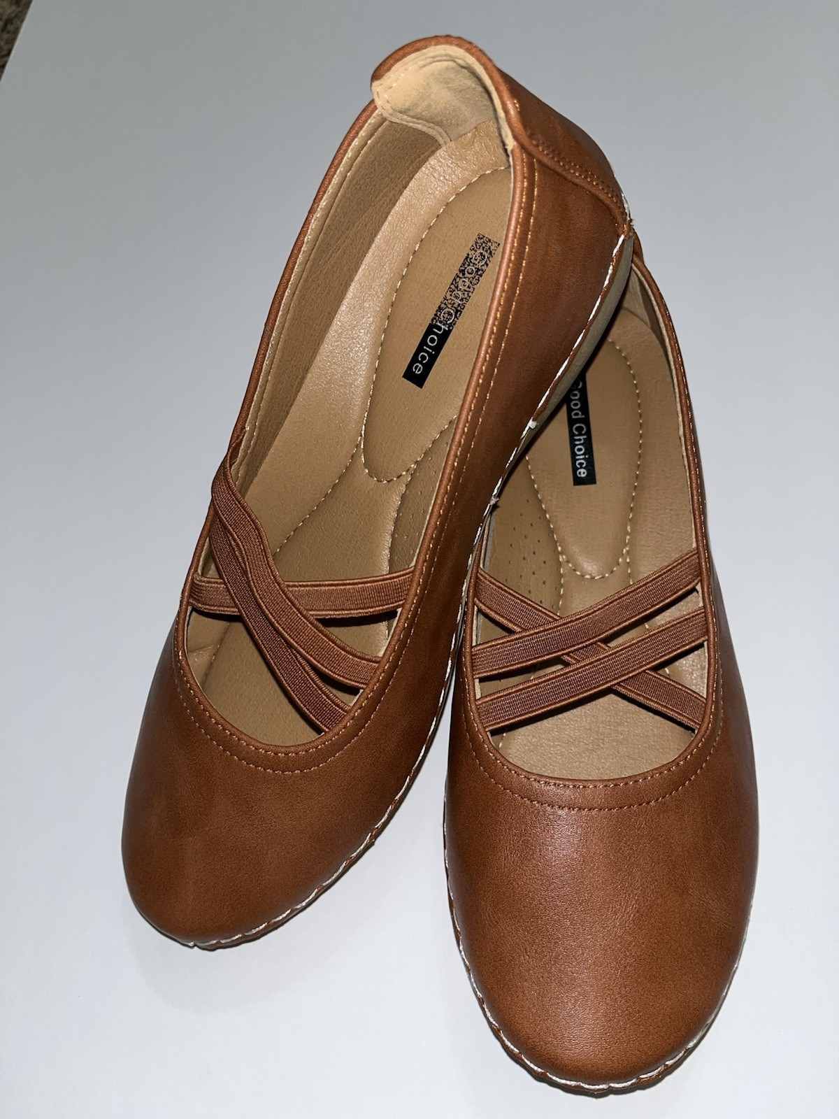 Comfortable Mary Jane Ballet Shoes Ladies Size 9, Camel Color By Good Choice