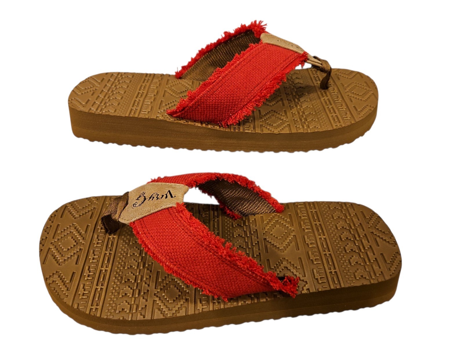 Very G Flip Flops Womens 8 Red Brexly 2 GJSA0362 Frayed Beachwear Boho New