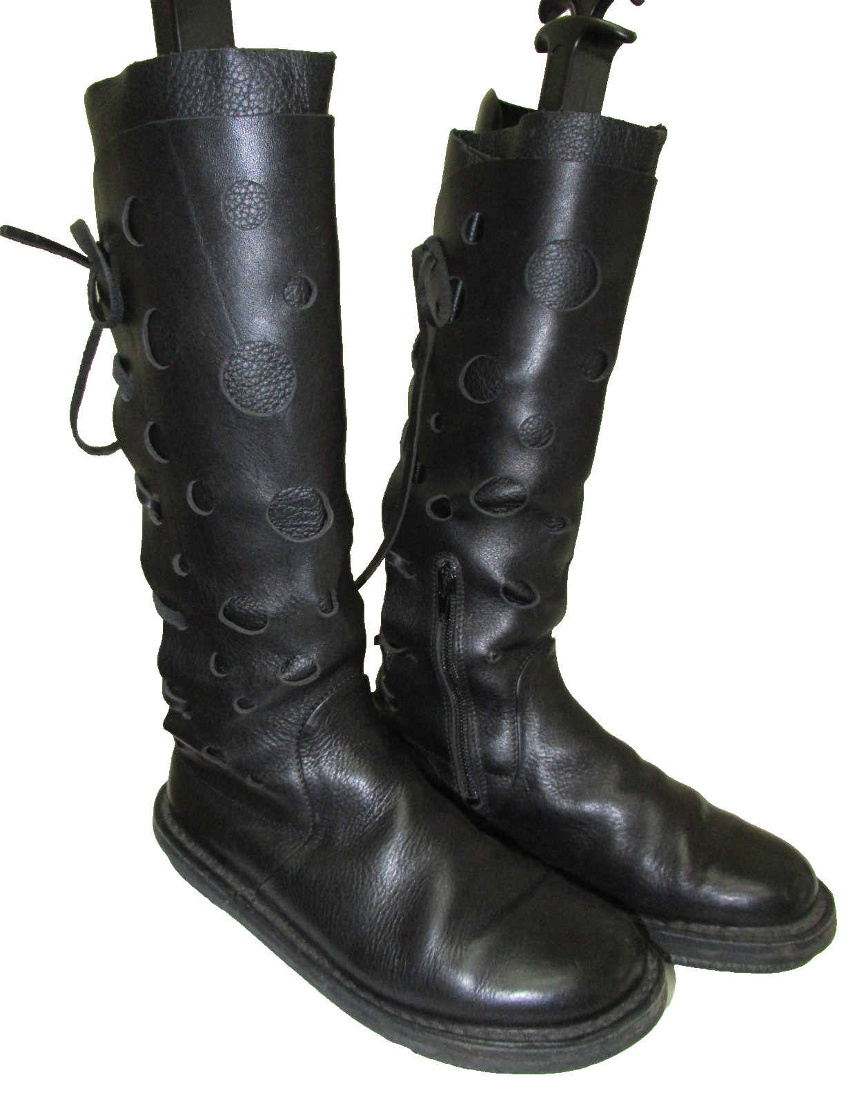 From Germany: TRIPPEN Black Leather Tall Boots w/Round Perforations, 37 (6 1/2)