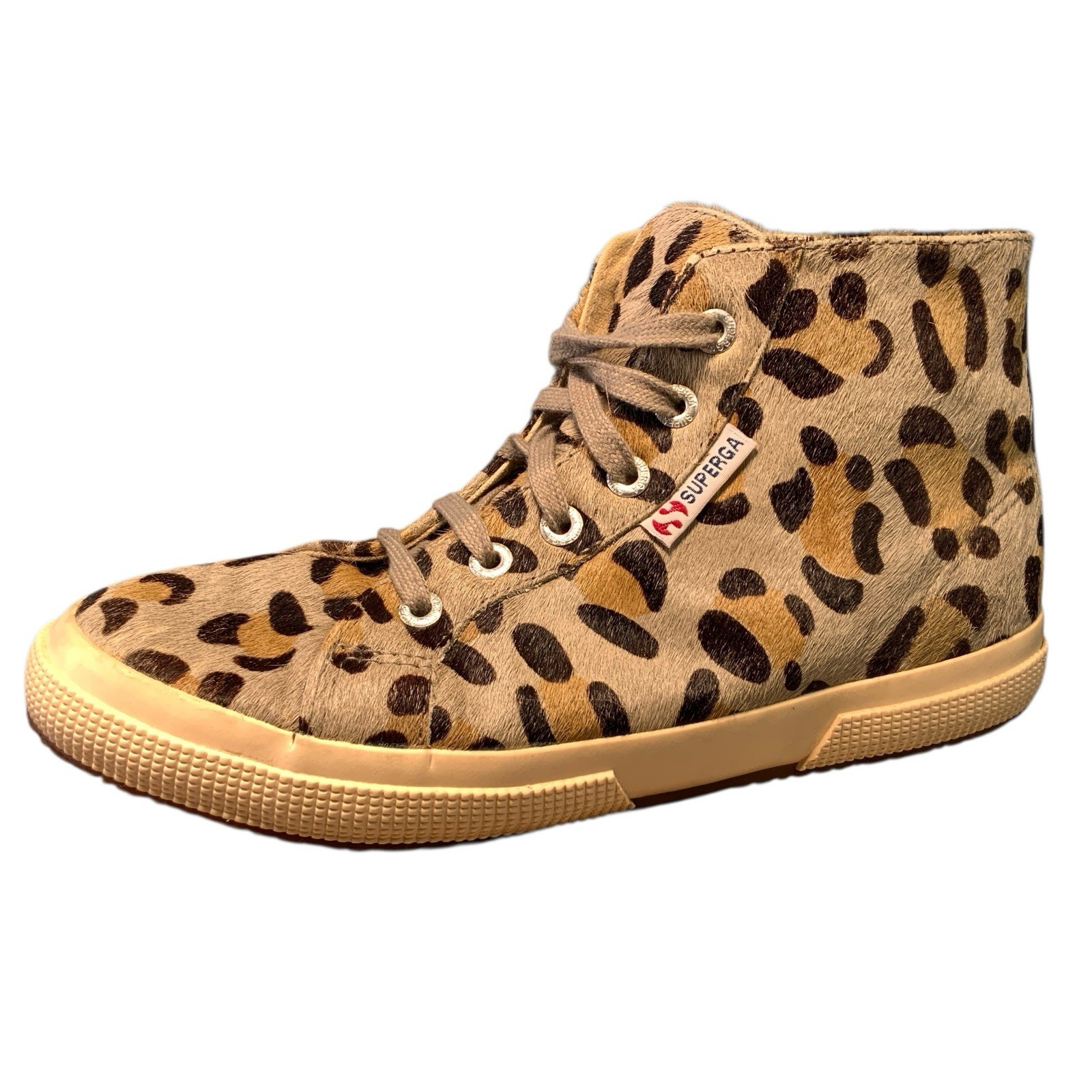 Superga Women’s Size 7 Sneakers Horse Hair Leopard Cheetah Print Shoes Hightop