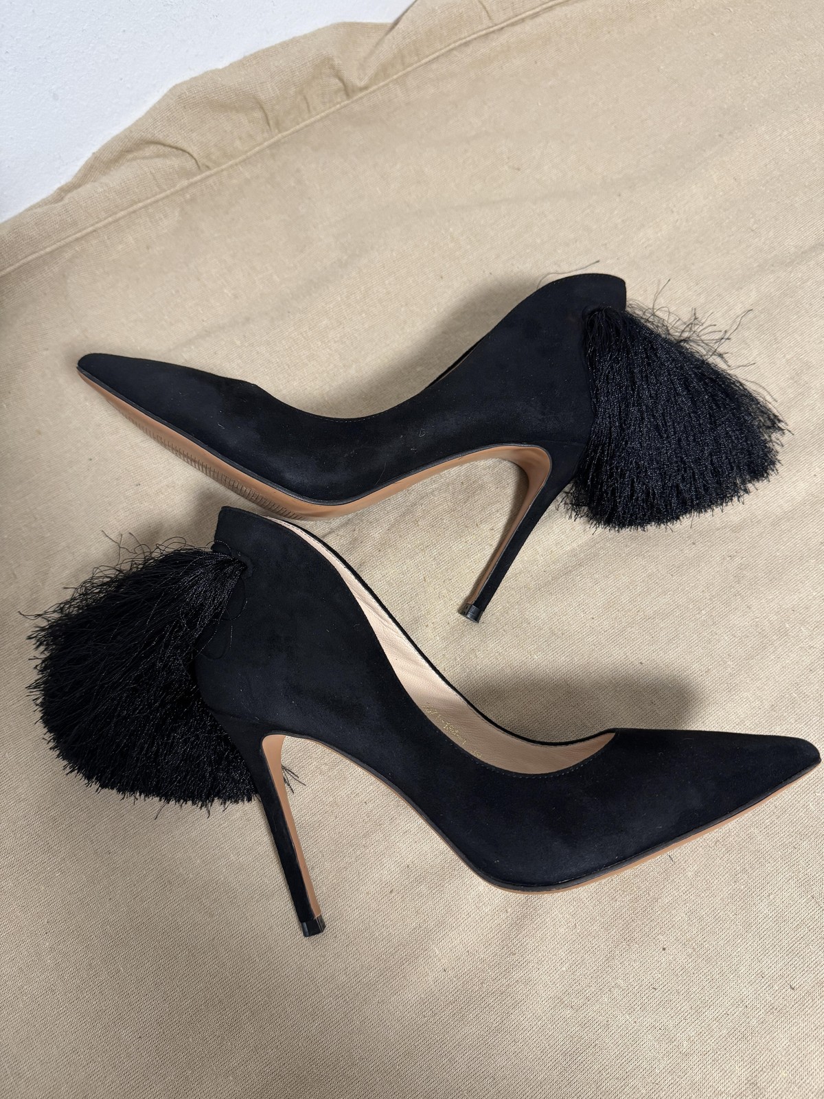 BASCONI Shoes Womens Size EU 39 Black Suede Tassel Pumps Stiletto 2671-13de-1