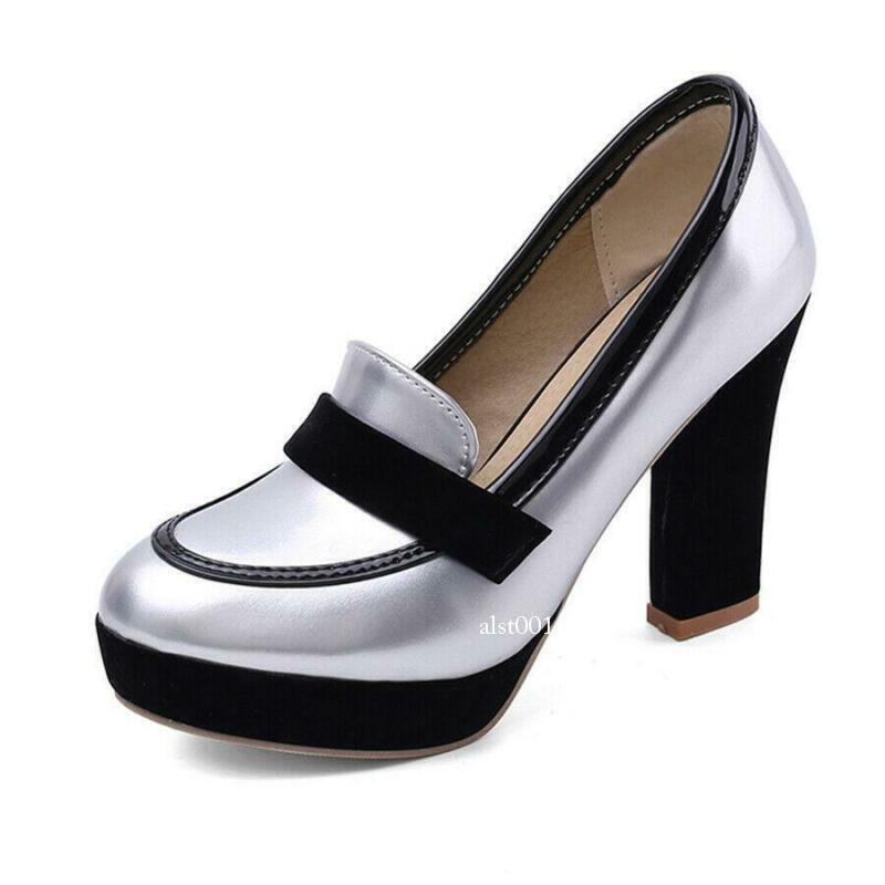 Women’s Platform Plus Size Pointed Chunky Block Heeled Pumps Shoes Party