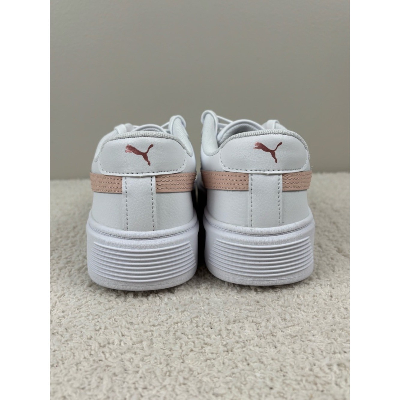 Puma Shoes Womens 8 White Pink Smash Platform V3 Maze Casual Lace Up Sneaker
