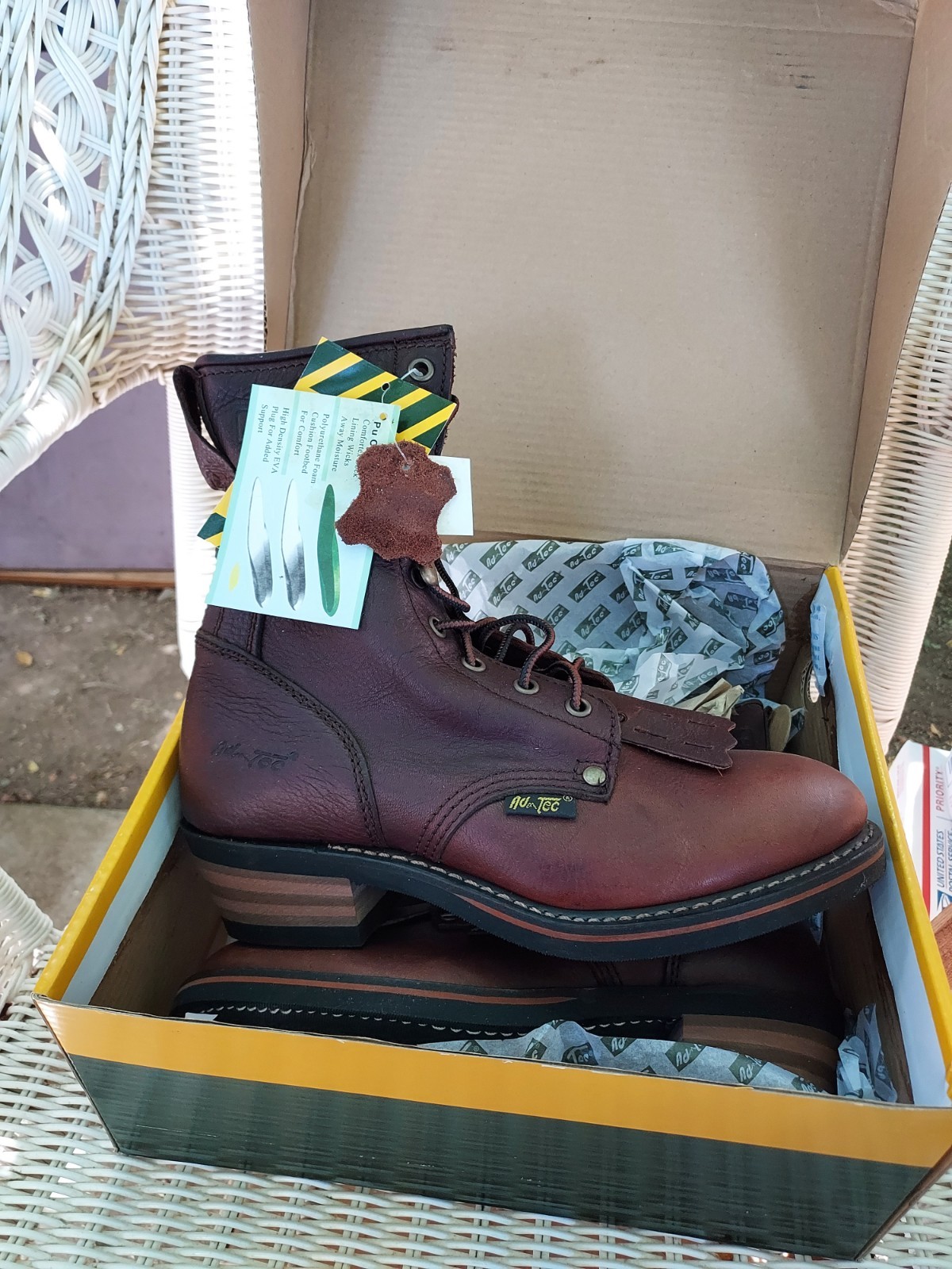 Ad Tec Women’s 8-inch Tall Packer Boots Full Grain Leather 7 1/2 Medium BNIB