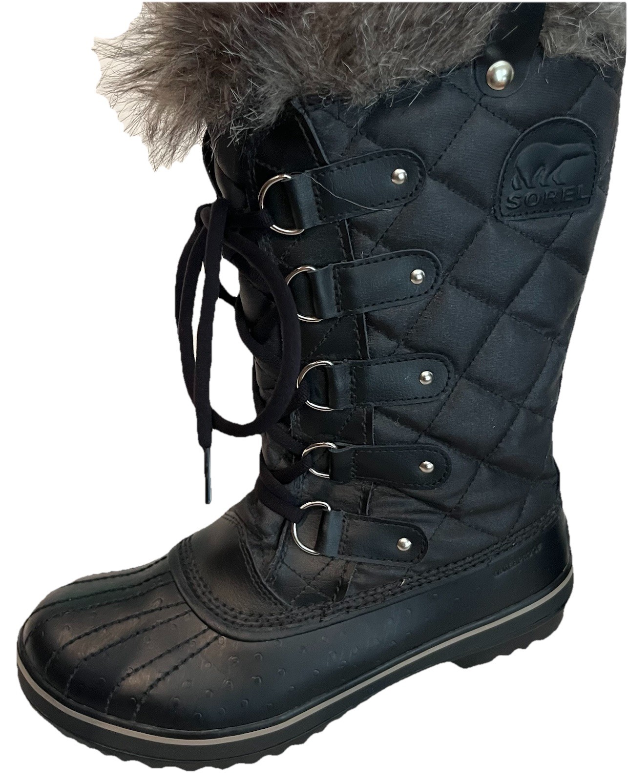 Sorel Torino Waterproof Black Quilted Lace Up Faux Fur Boots (Women’s Size 9.5)