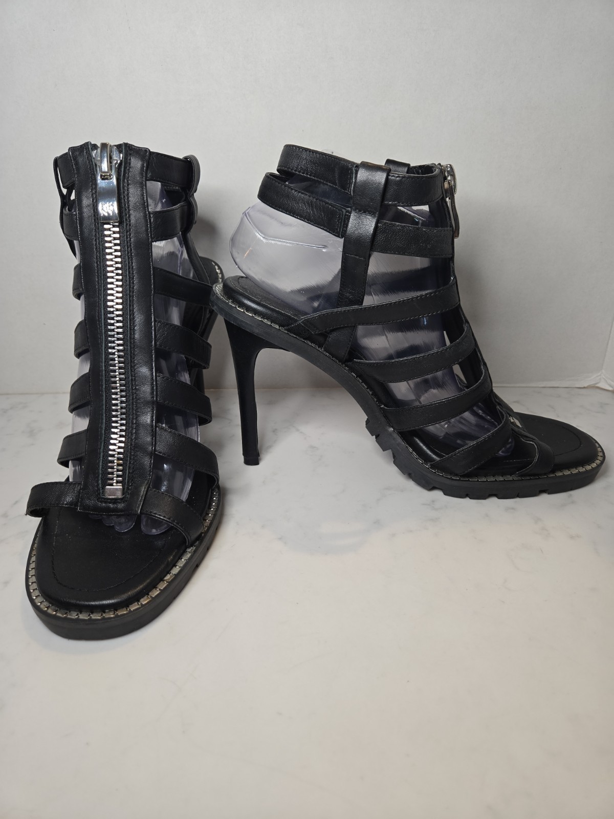 DKNY Ralina Caged Strappy High Heel Sandals Zipper Front Womens Size 11M