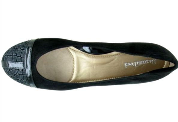 Beautifeel Lavender Croc Black Suede Ballet Flats Z4806 Size 5 – 5.5 US / 36 EU