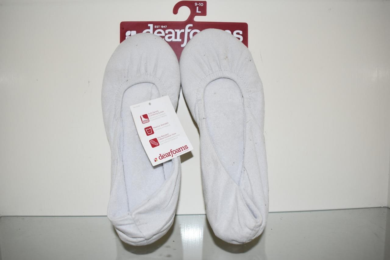 Dearfoam Women’s Spandex Ballerina Slippers Gray Frost NWT