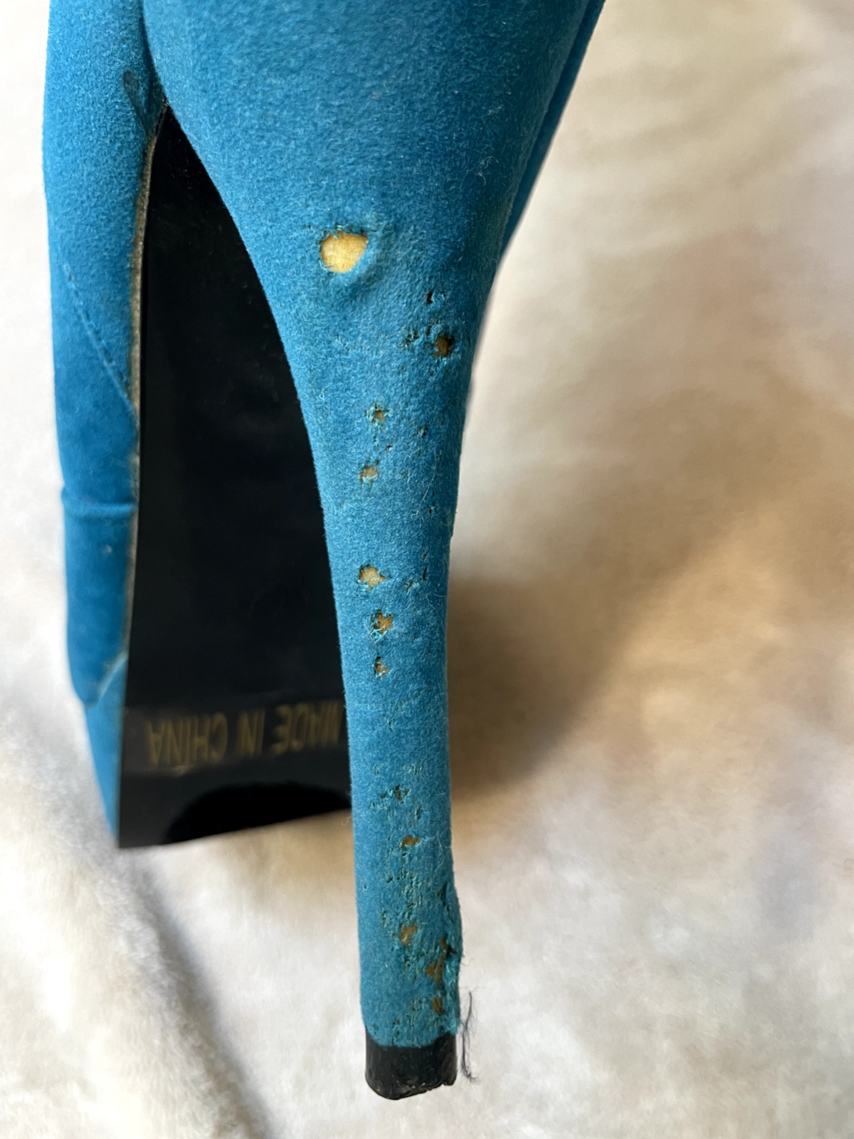 High Heels 18″ Knee-High 5.5″ Platform Stiletto Blue Faux Suede Zipper Sz7 Machi