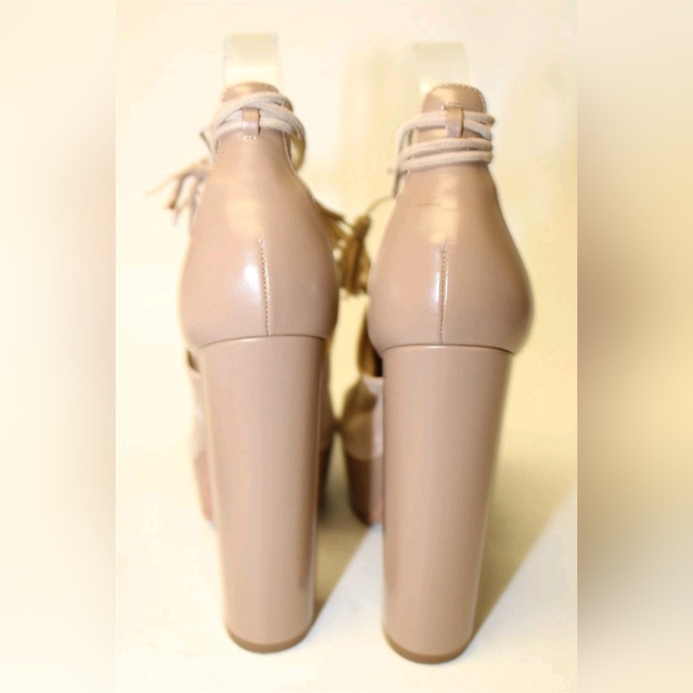 Aquazzura Tan Lace-Up Platform Heels Italy Made Jac Plateau 140 7 Suede