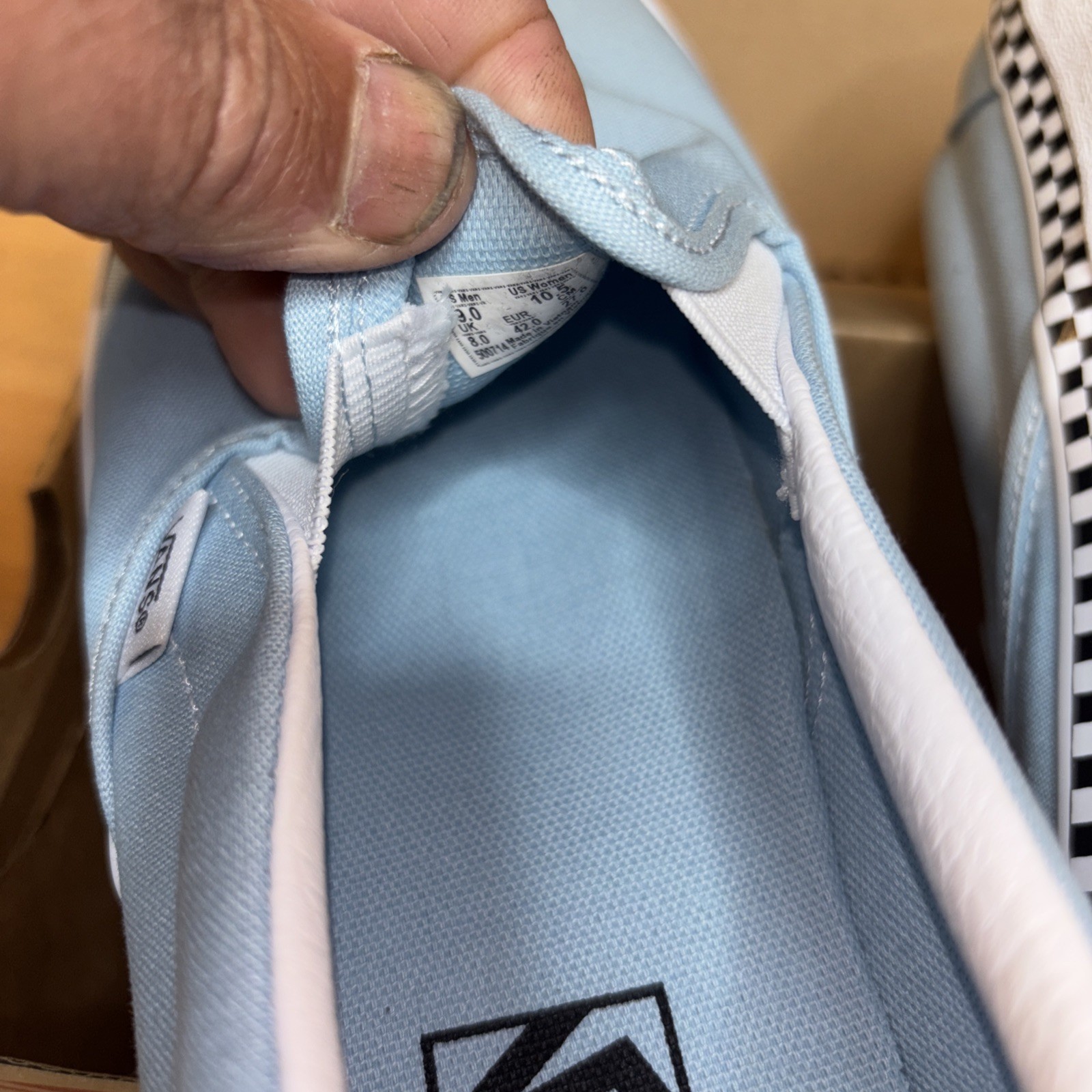 Vans Slip On mens Size 9 womens size 10.5 Cool Blue Check
