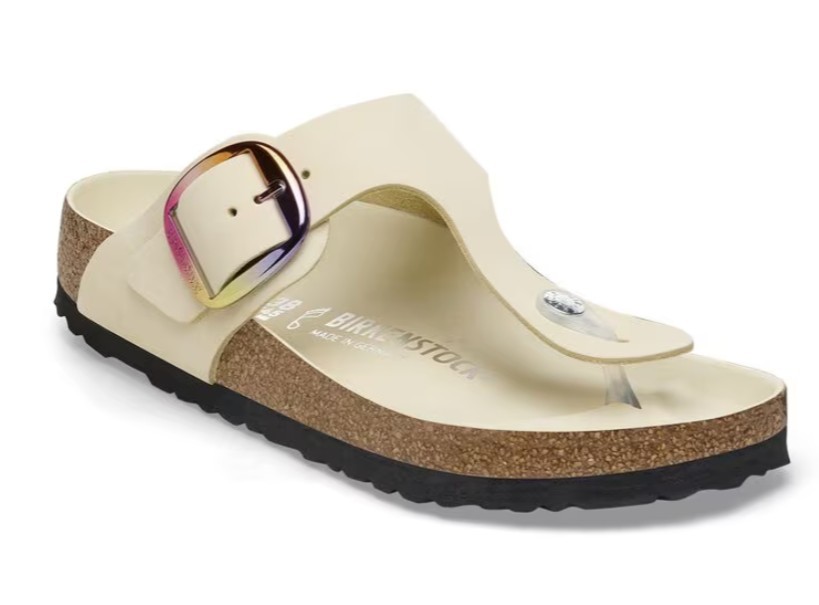 Birkenstock Gizeh Big Buckle Nubuck Leather Ecru Ivory Size 40 Regular Wide