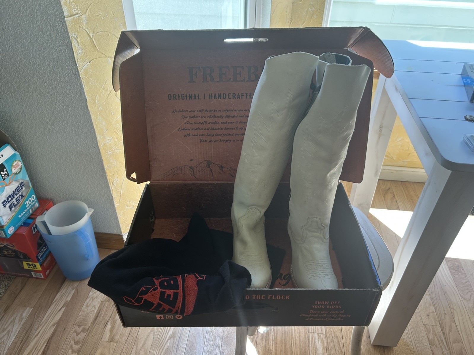 Freebird by Steven WHISPER White Leather Tall Western Cowboy Boots Women US 10