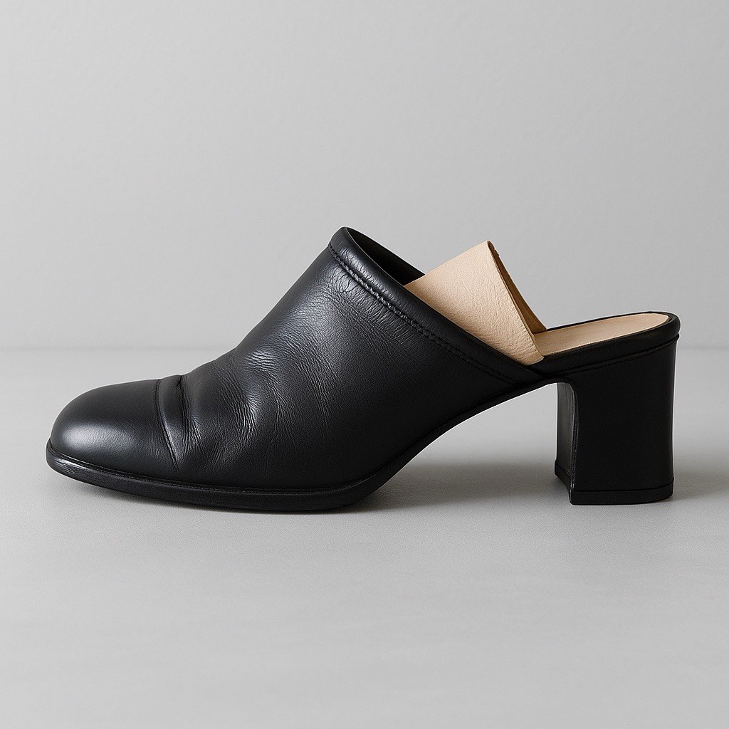 Vintage Y2K Black Leather Mules EU 39 – Goth Grunge Biker Witchy Retro