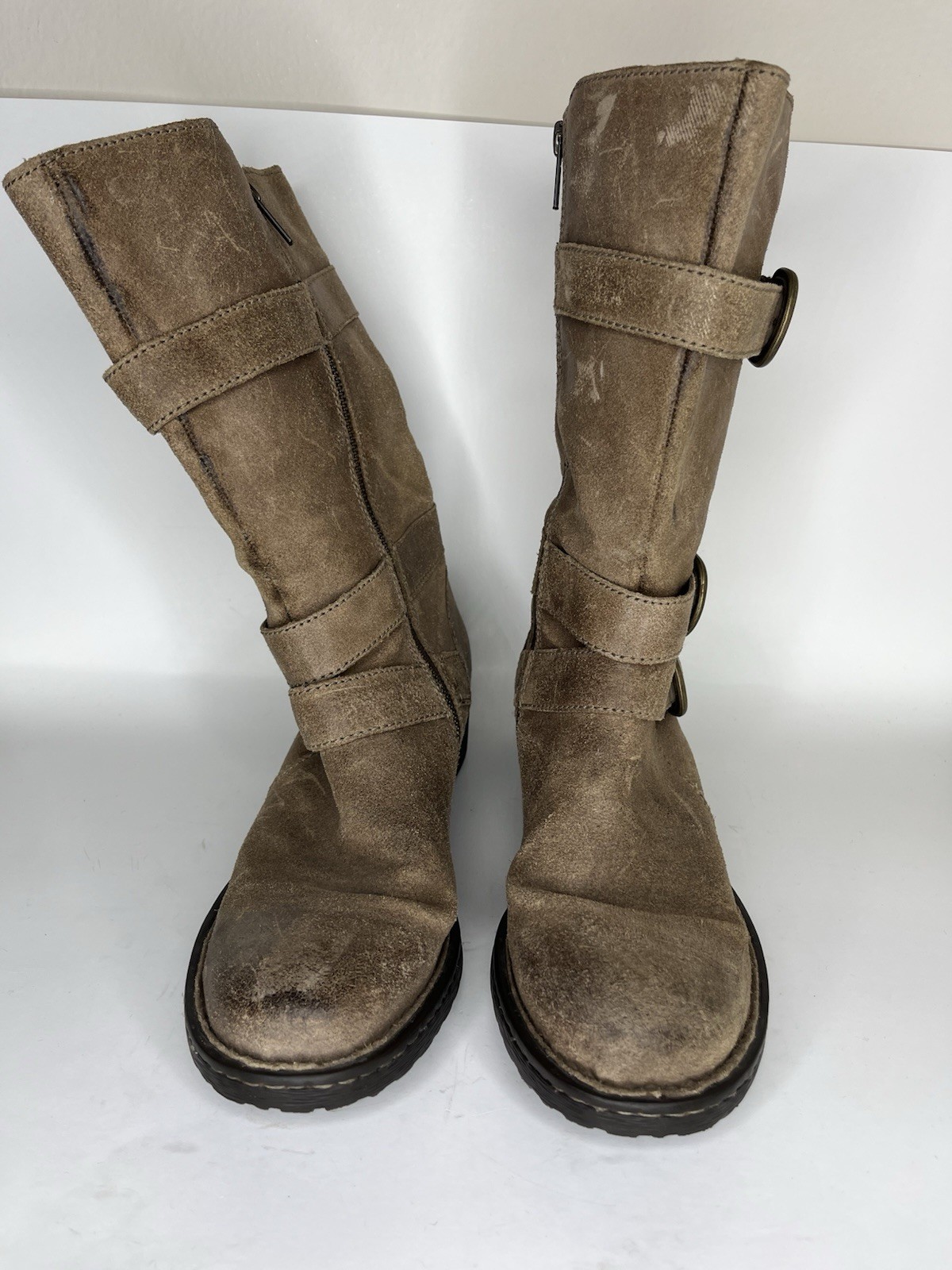 Born Riding Boots Women Size 7.5M Brown Leather Straps Buckle
