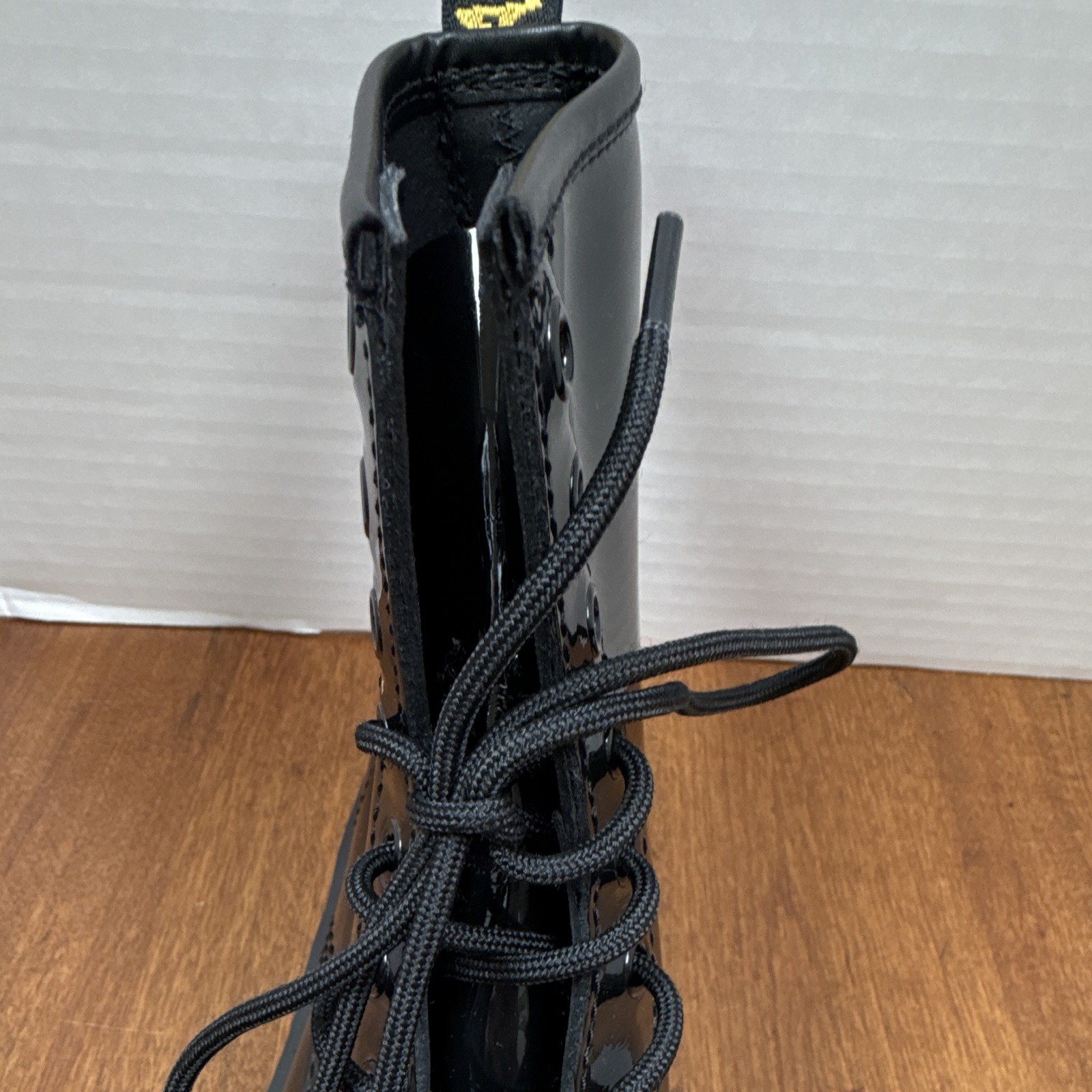 Dr. Martens 1460W Women’s Black Patent Leather Lace-Up Combat Ankle Boot 8