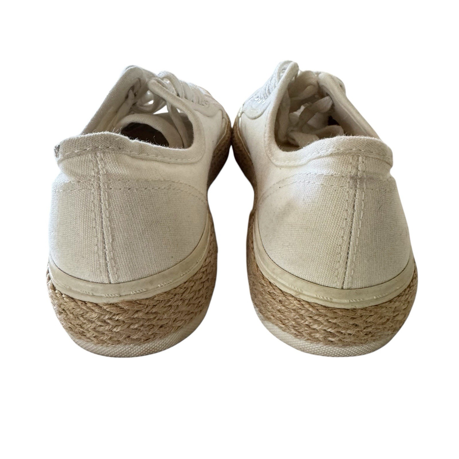 Madden Girl White Canvas Raffia Lace Up Casual Fashion Sneakers Normcore 6.5