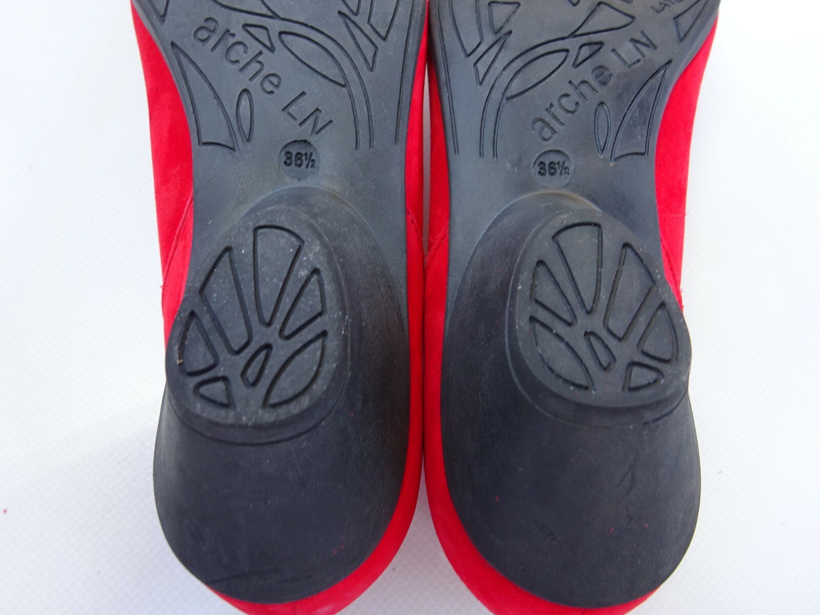 Ark women’s rubber edge shoes pumps leather nubuck latex red France size 36.5 new