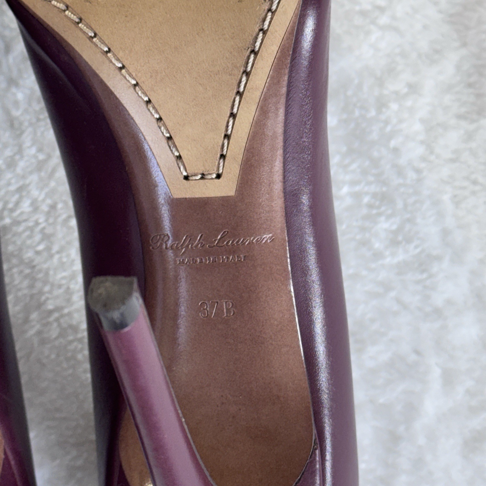 RALPH LAUREN Purple Label Celia Heels Calfskin Leather Pumps Made ITALY Sz 37 B