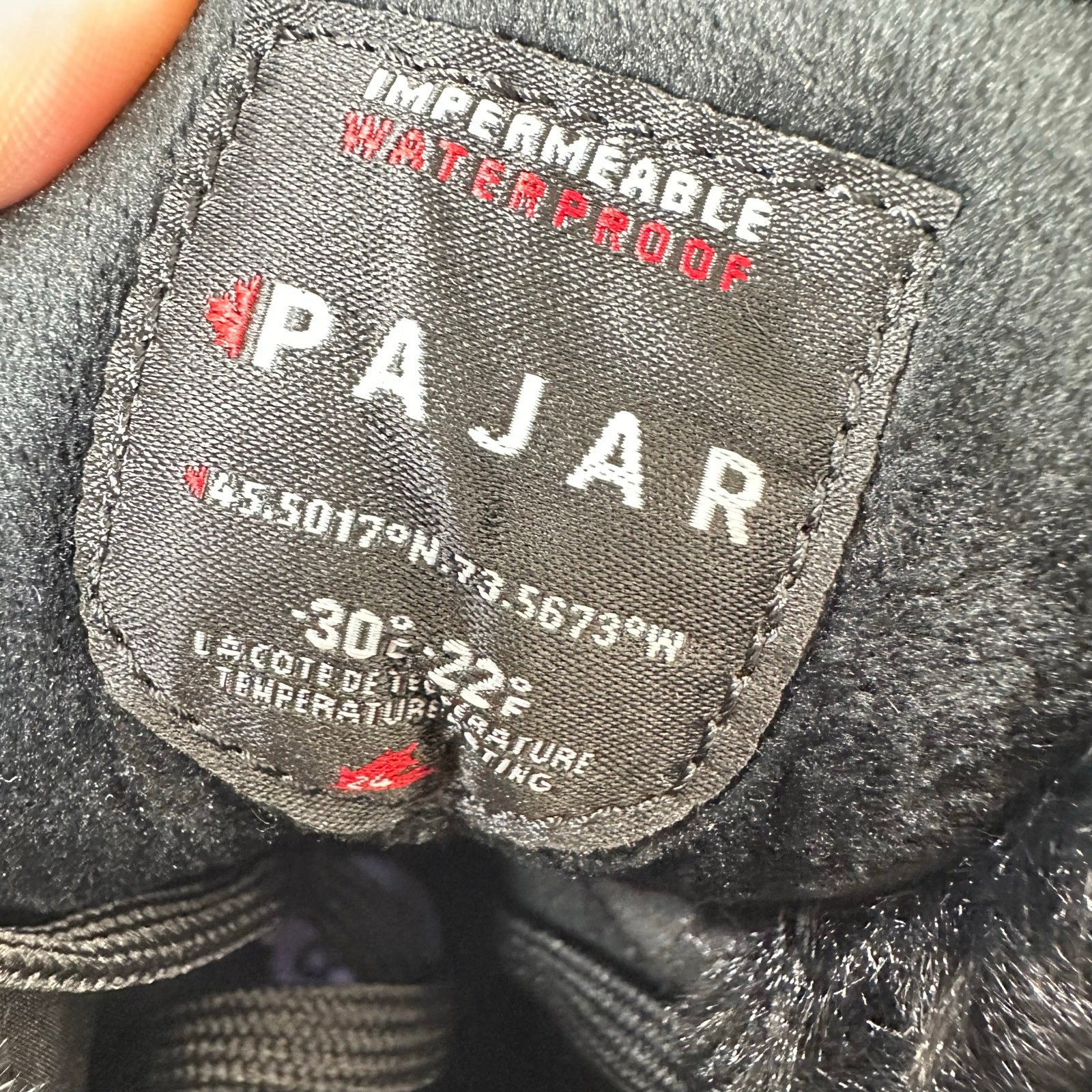 Pajar Canada Torey Black Faux Fur Trim Snow Boots Womens Size 8.5 NEW