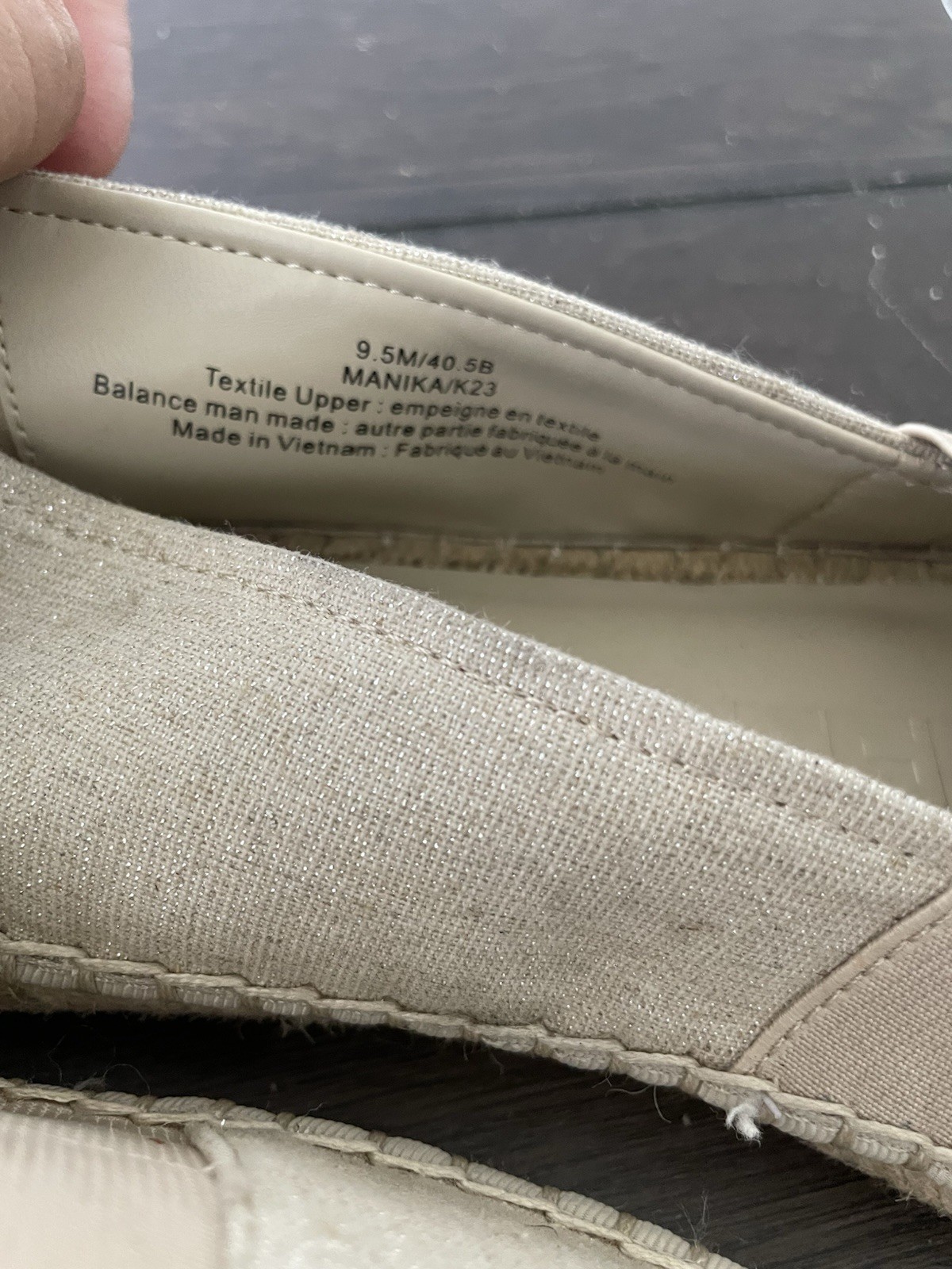 Karl Lagerfeld Cream Studded/Pearl Espadrilles Womens Slip On Shoes Size 9.5 M