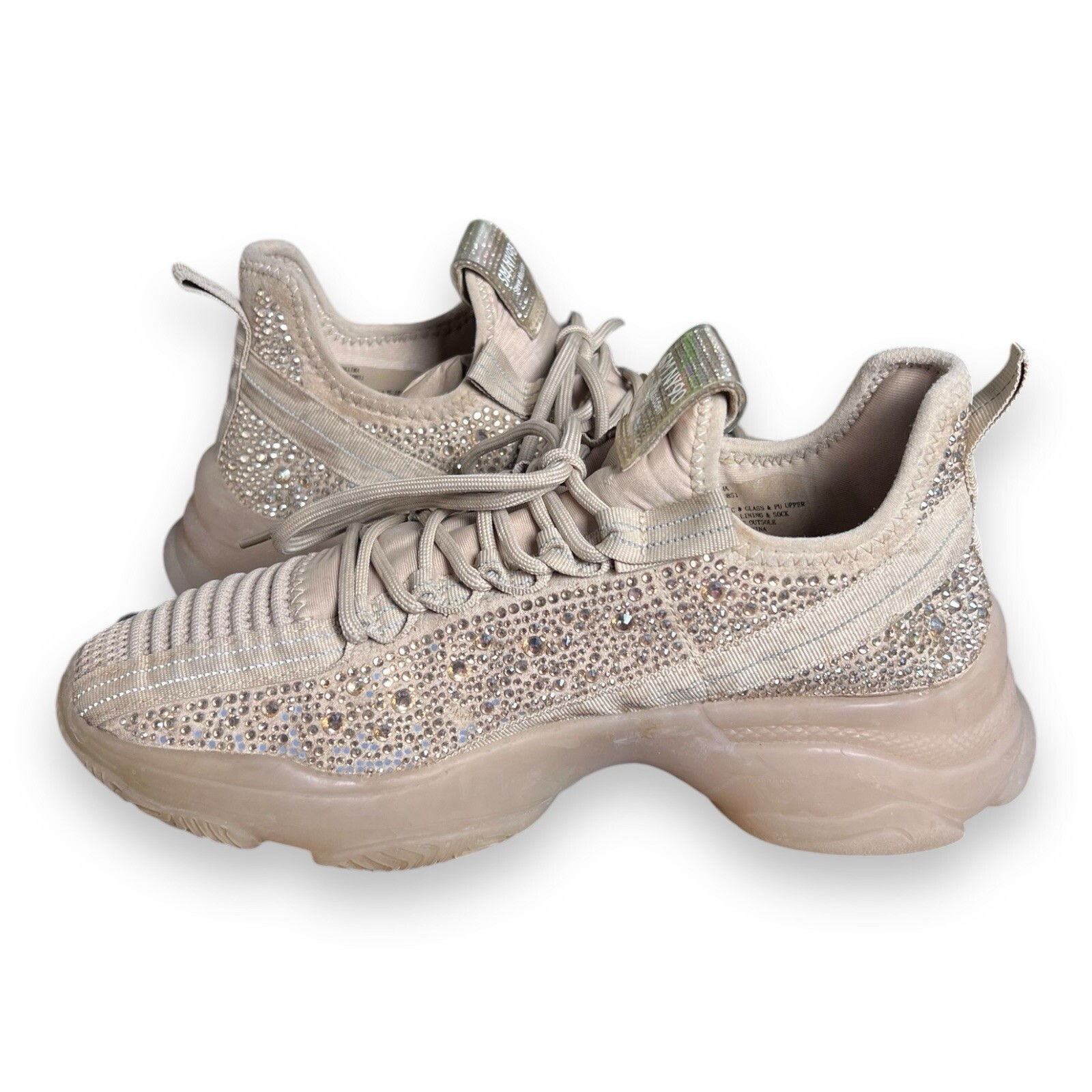 Steve Madden Maxima SM NY90 Gem Studded Beige & Gold Shoes Women’s Size 9M