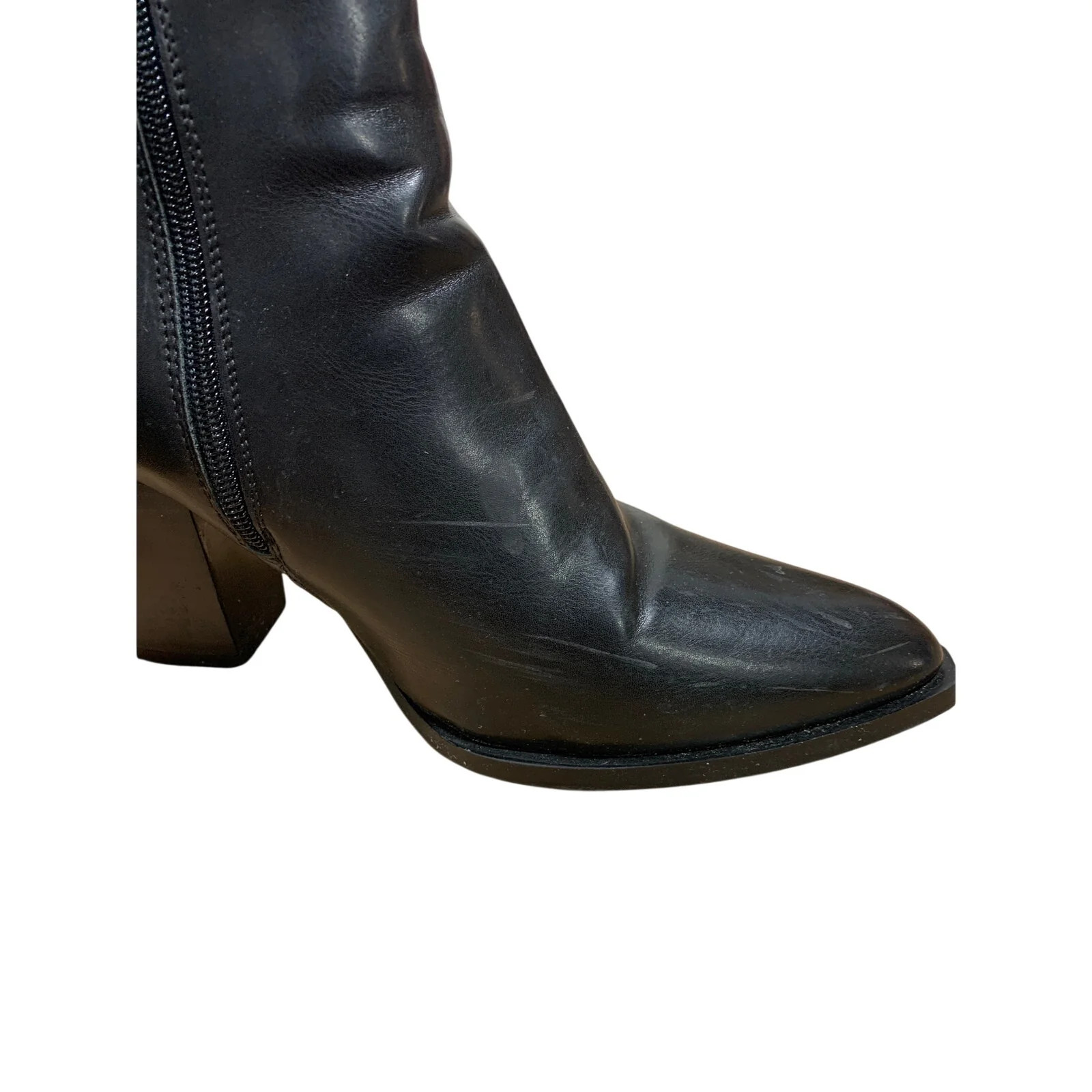 Vepose Womens Size 9 Black 3.5″ Heel Knee High Boots Closed Pointed Toe Shoes