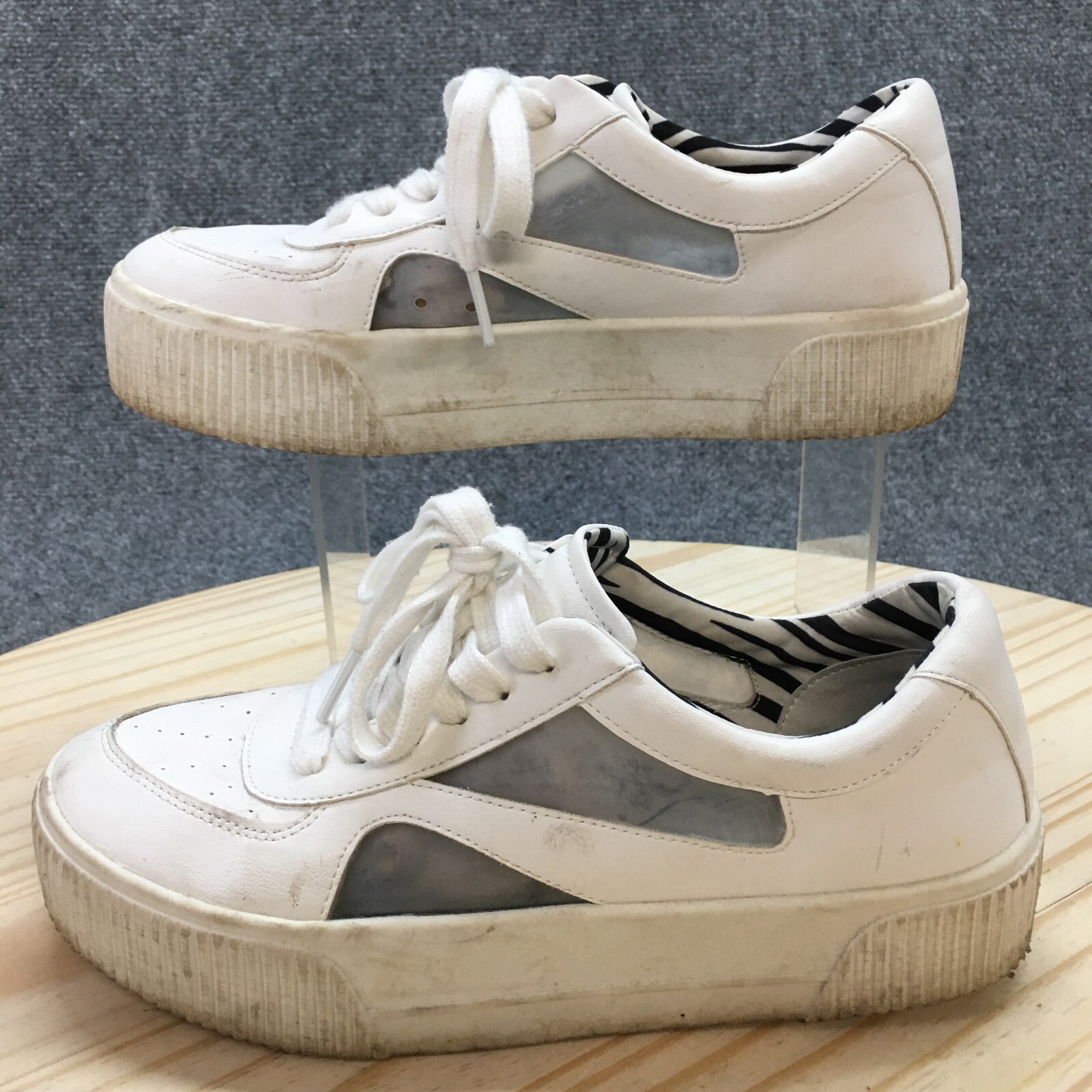 Mix No. 6 Shoes Womens 7.5 M Emmalyn Platform Sneakers White Faux Leather Casual