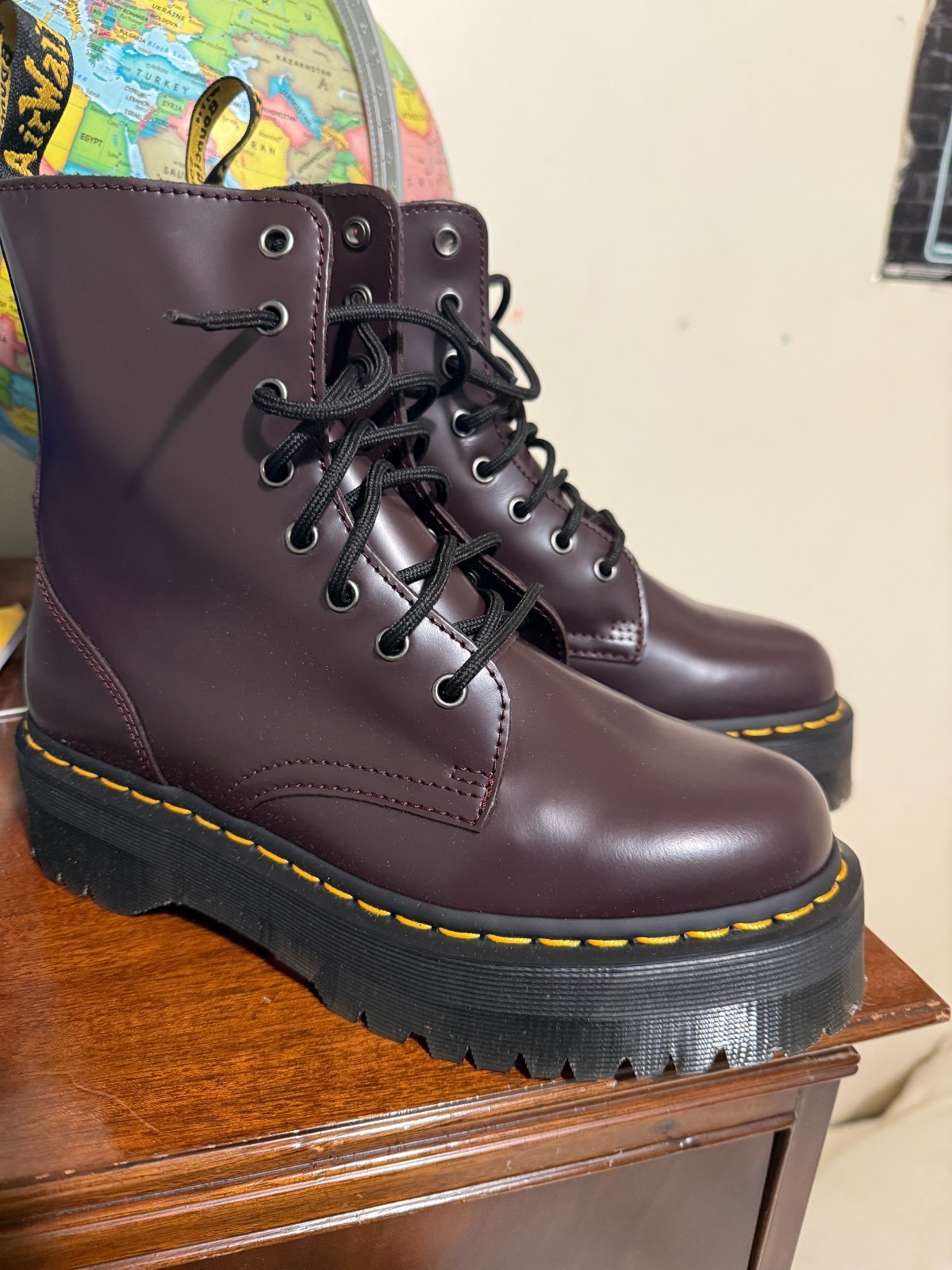 Dr. Martens Jadon Platform Leather Women’s Boot – Black Polished Smooth,…