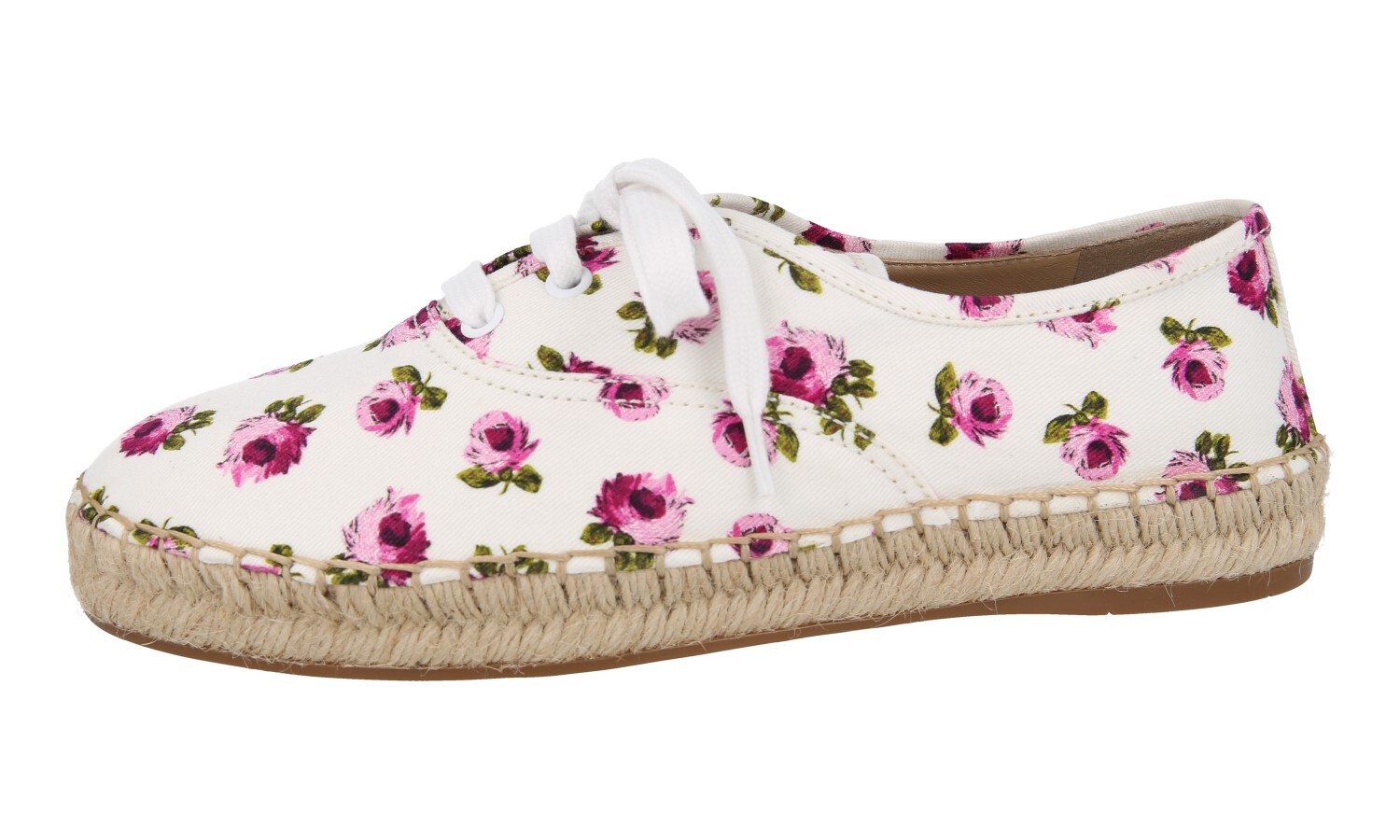 PRADA Canvas Leather Summer Shoes Espadrilles 1E988L Roses NEW – US 6.5 EU 36,5