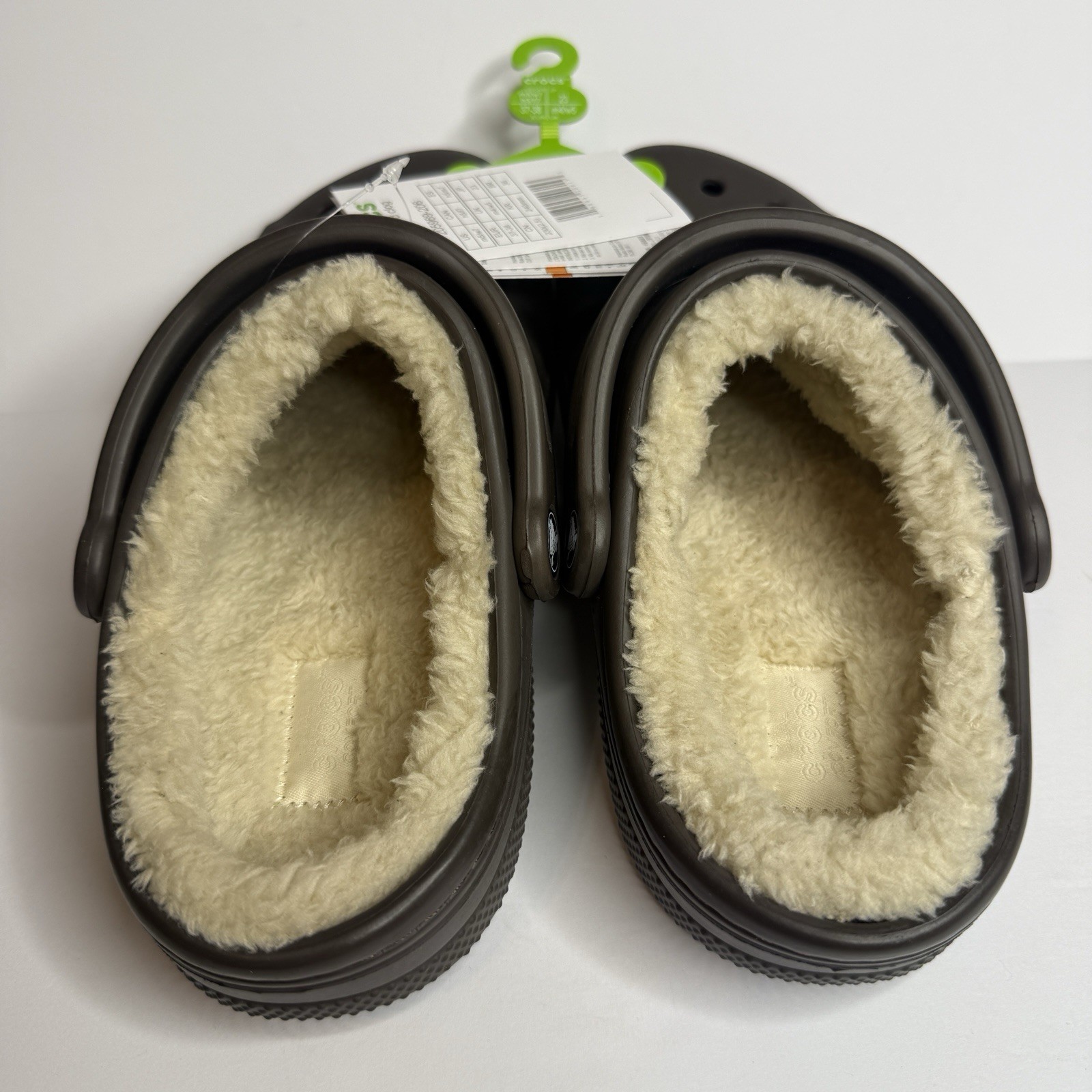 NWT Crocs Baya Lined Clog Espresso Brown Mens 5 Womens 7 Faux Fur 205969-206