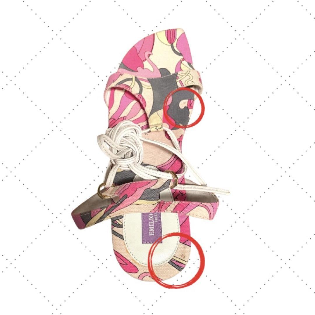 Emilio Pucci Lace-Up Sandals Pink White 38