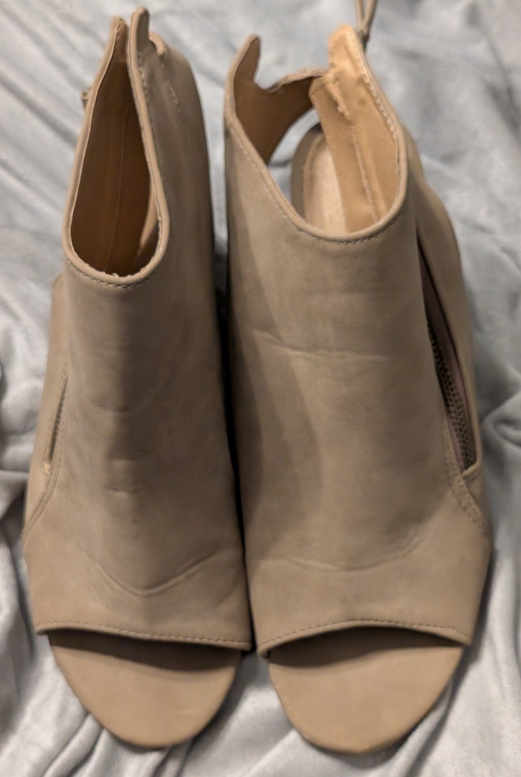 Brash Sz 10 / 41.5 Brown Zipper strap 3.5″ Wedge Heel Open Toe Sandals Shoes