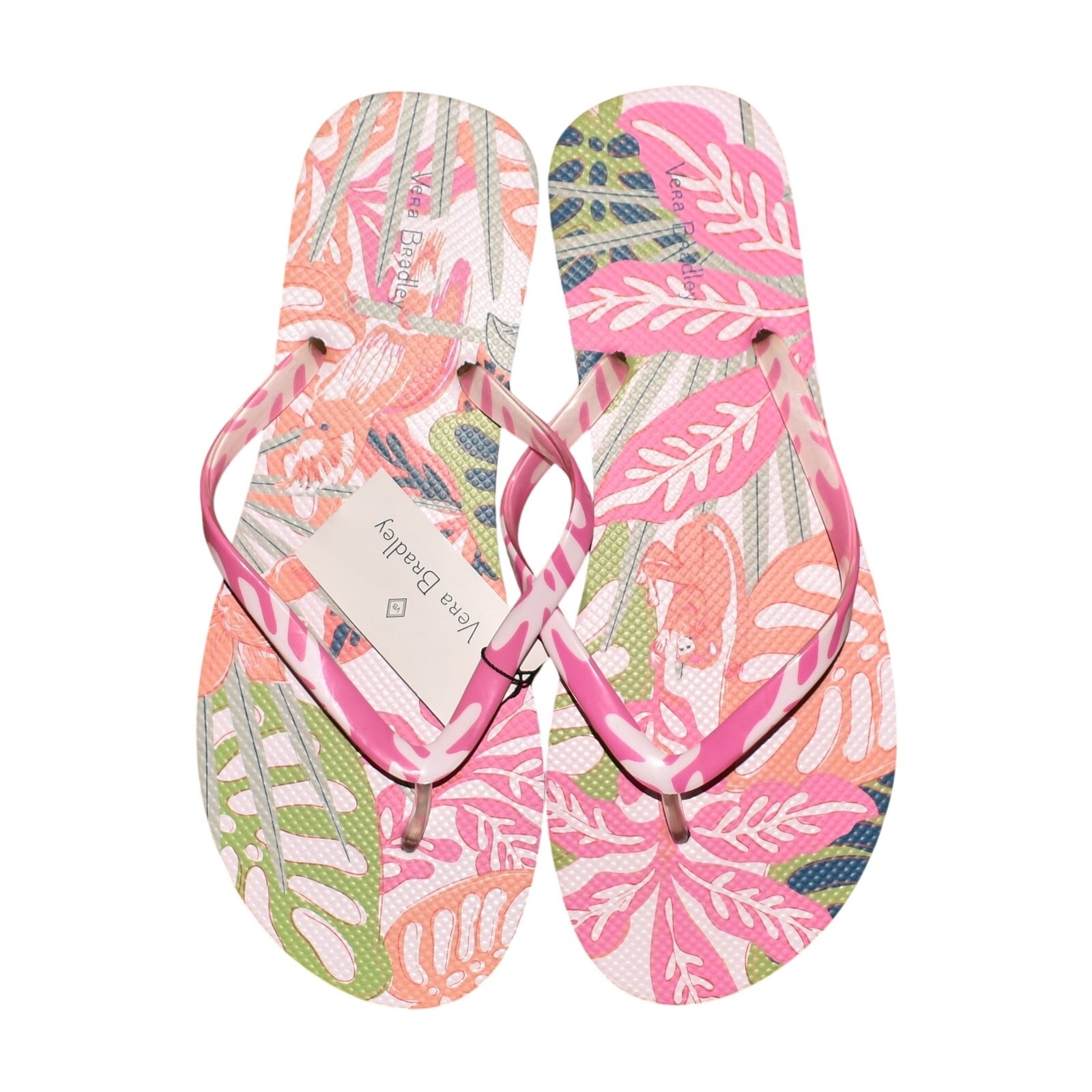 VERA BRADLEY NEW $35 Flip Flops Rain Forest Canopy Coral Large