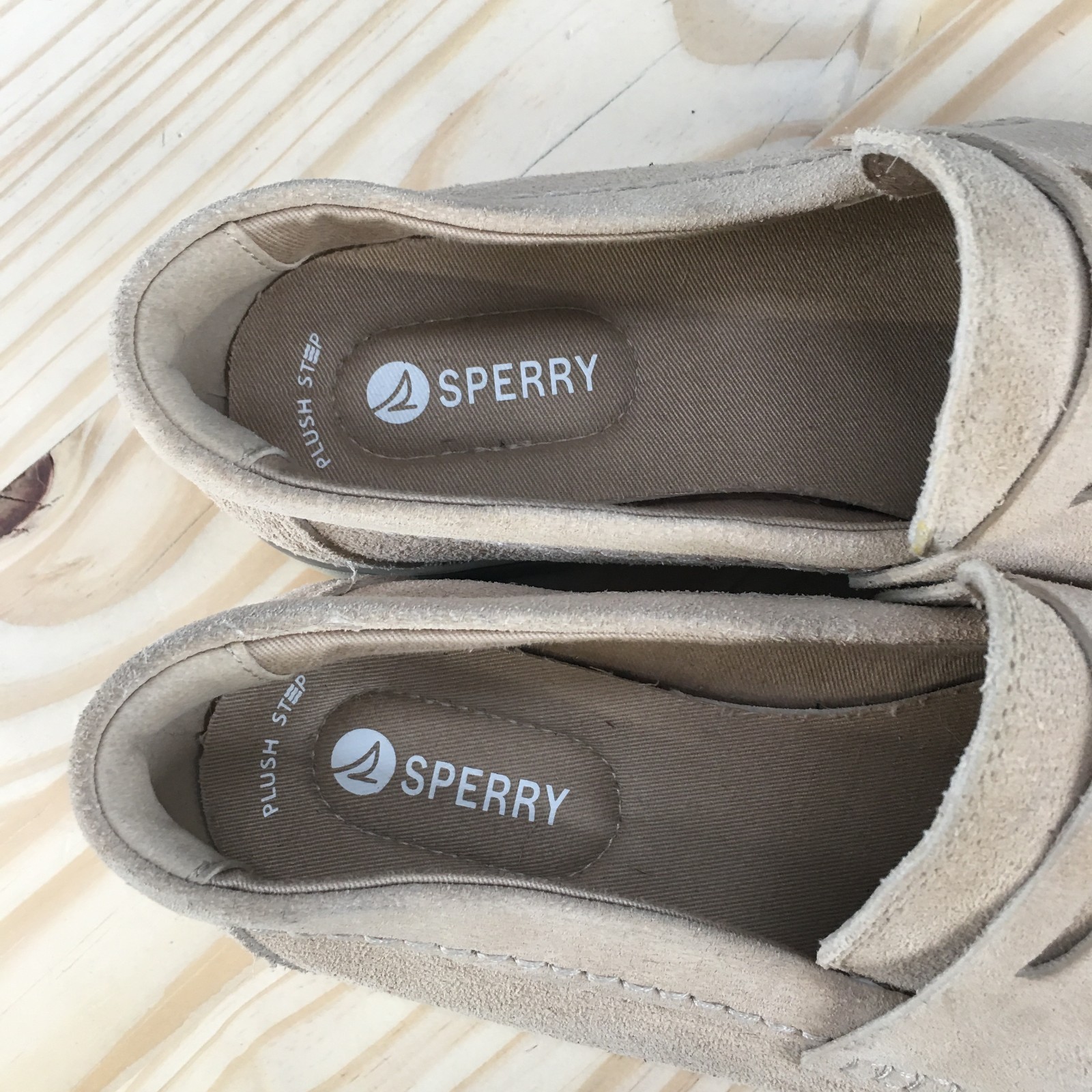 Sperry Shoes Womens 6.5 Wide Wells Penny Loafer Cream Leather Slip On STS89457