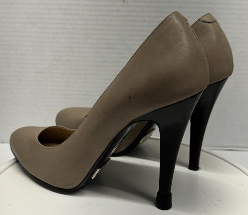 Michael Kors Stiletto Pumps Beige Leather Womens 38 7 Made in Italy 4.25″ Heels
