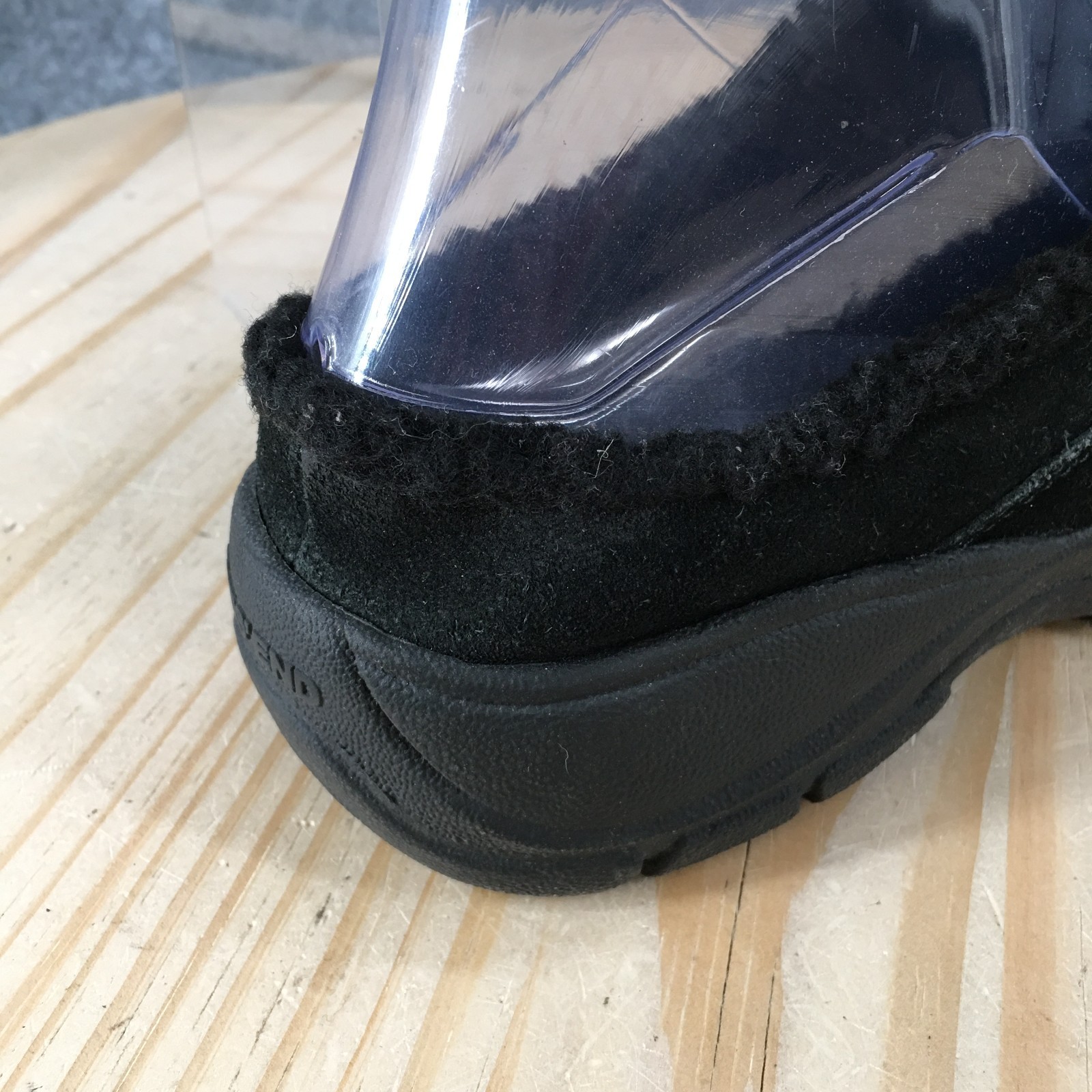 Lands End Shoes Womens 8 B Black Suede Slip On Clog Faux Fur Lined Comfort