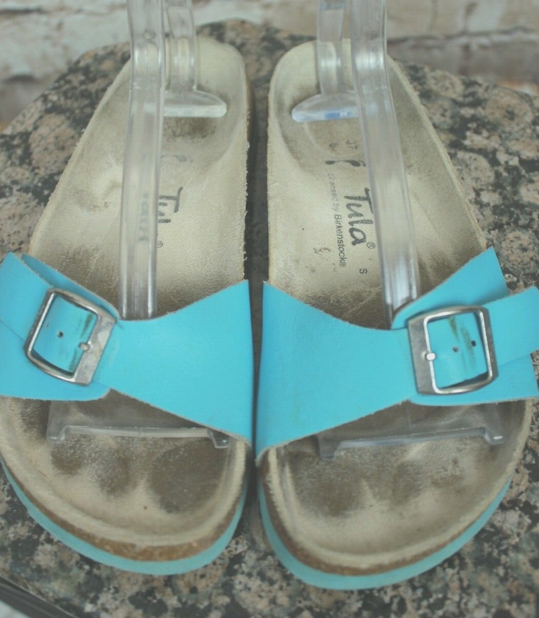 TULA BY BIRKENSTOCK WOMEN’S TEAL SLIDE SANDALS 6US/37EU NARROW VGC!