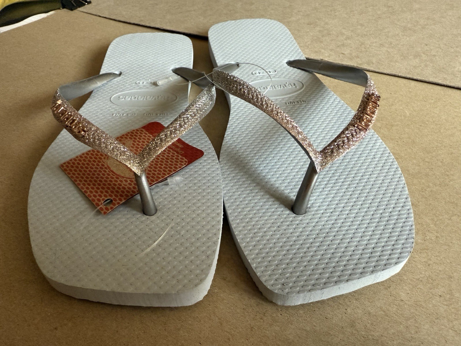 Havaianas Slim Square Glitter Party Lt Blue/Grey Contrasting Straps 41-42 – New