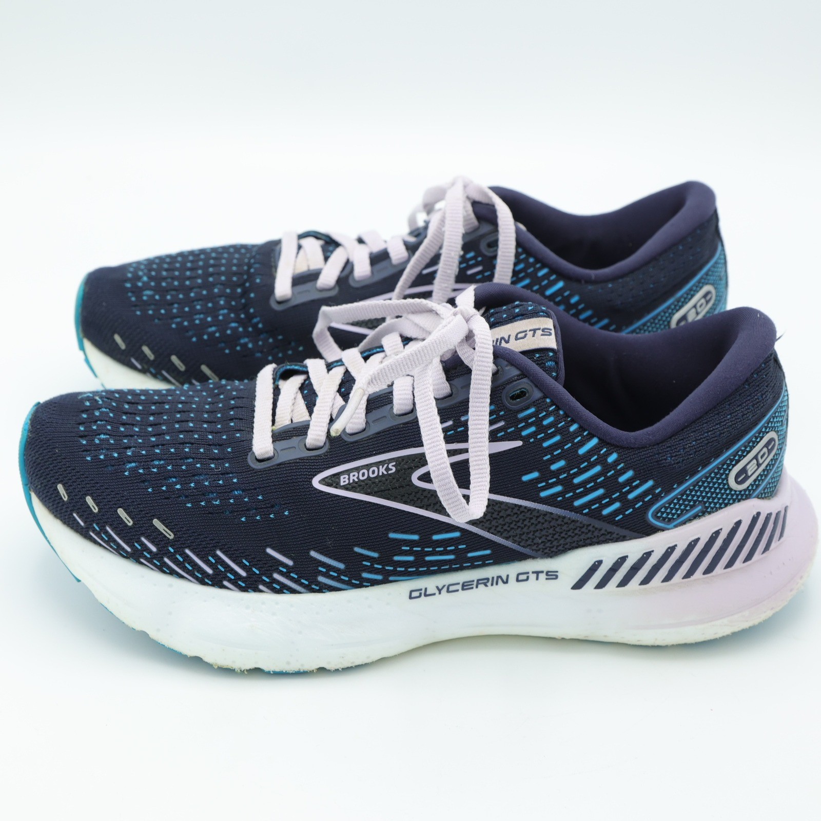 Brooks Glycerin GTS 20 Women Running Shoes Navy Blue Lilac 1203701B499 Size 7.5