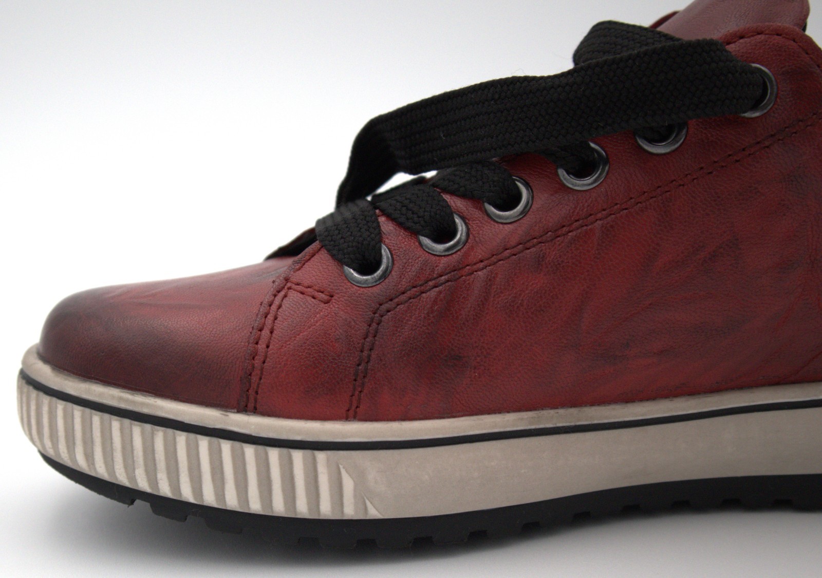 Remonte Maditta 00 Leather Sneakers Red EU 37 US 6–6.5 Women Lace-Up Side Zip