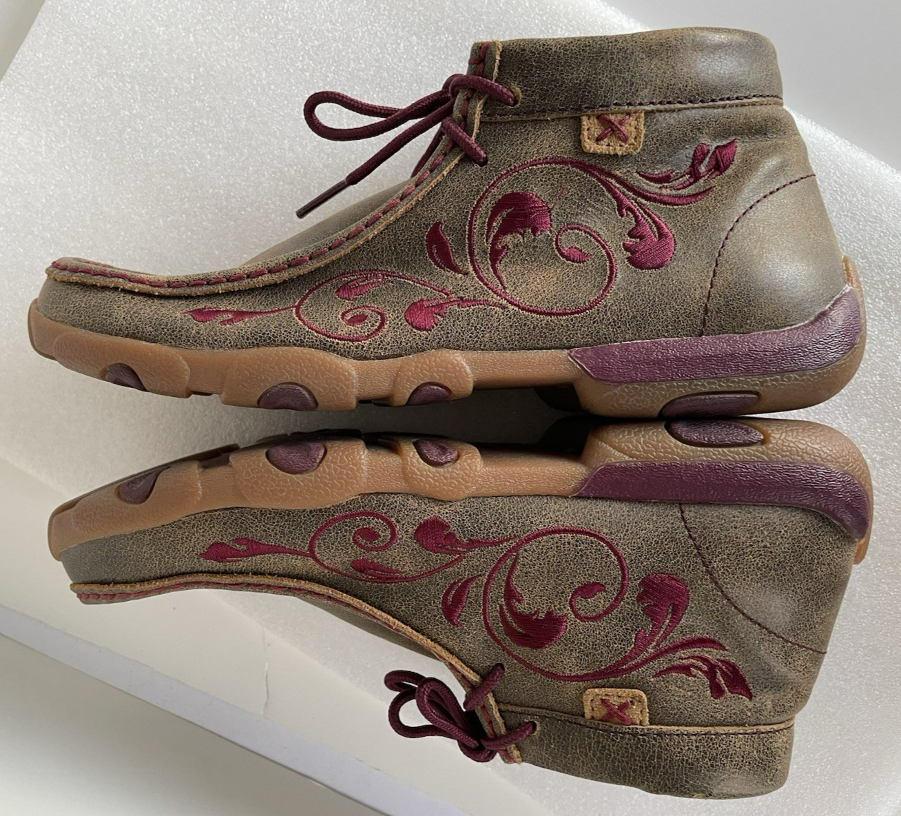 Twisted X Chukka Driving Moc Shoes Wo’s 8M Leather Embroidery Booties ~Excellent