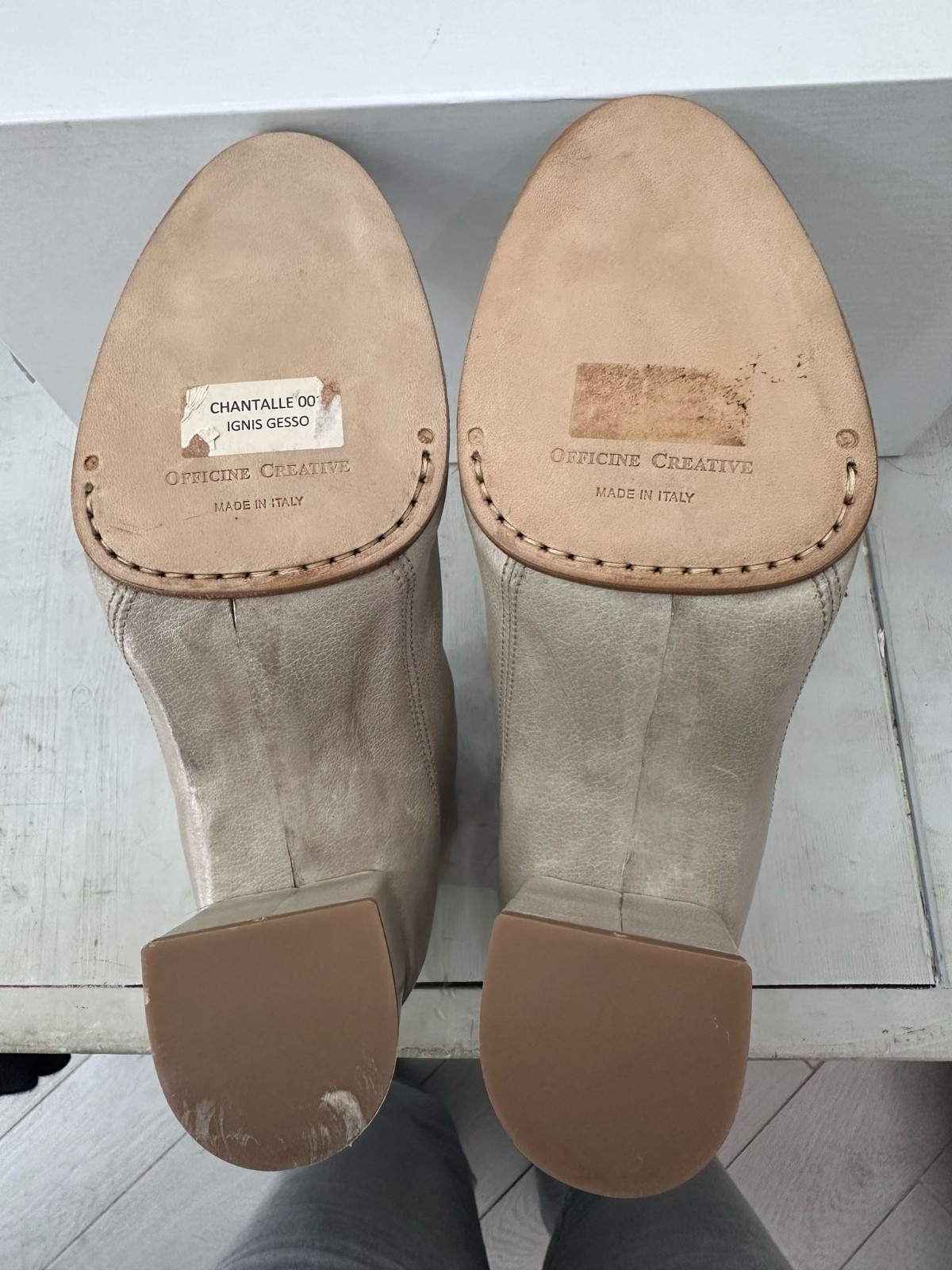 Officine Creative Ankle Boots Genuine Leather Woman SizeEu37 Chalk Heel 3 1/8in